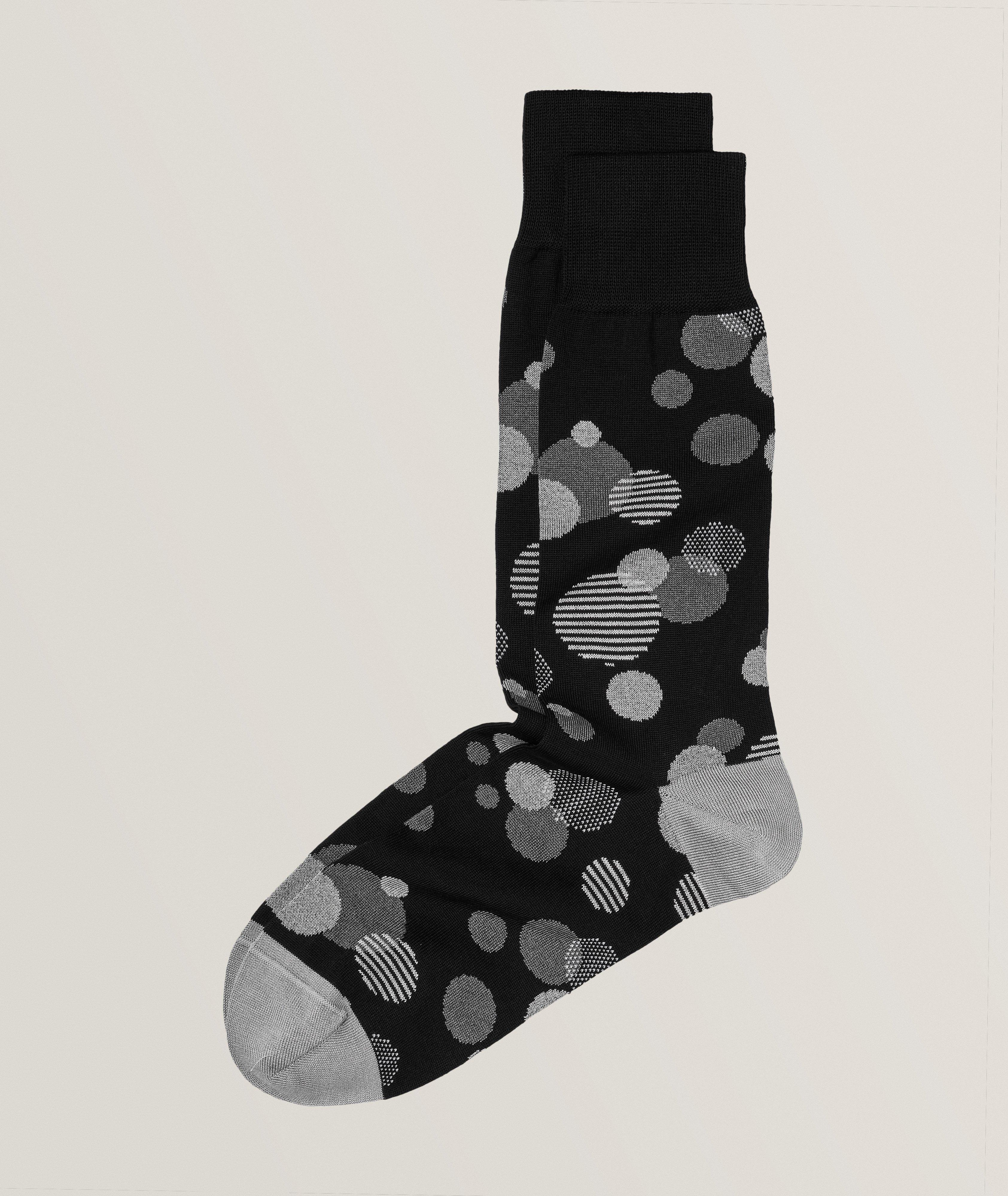 Circle Pattern Mercerised Cotton-Blend Dress Socks