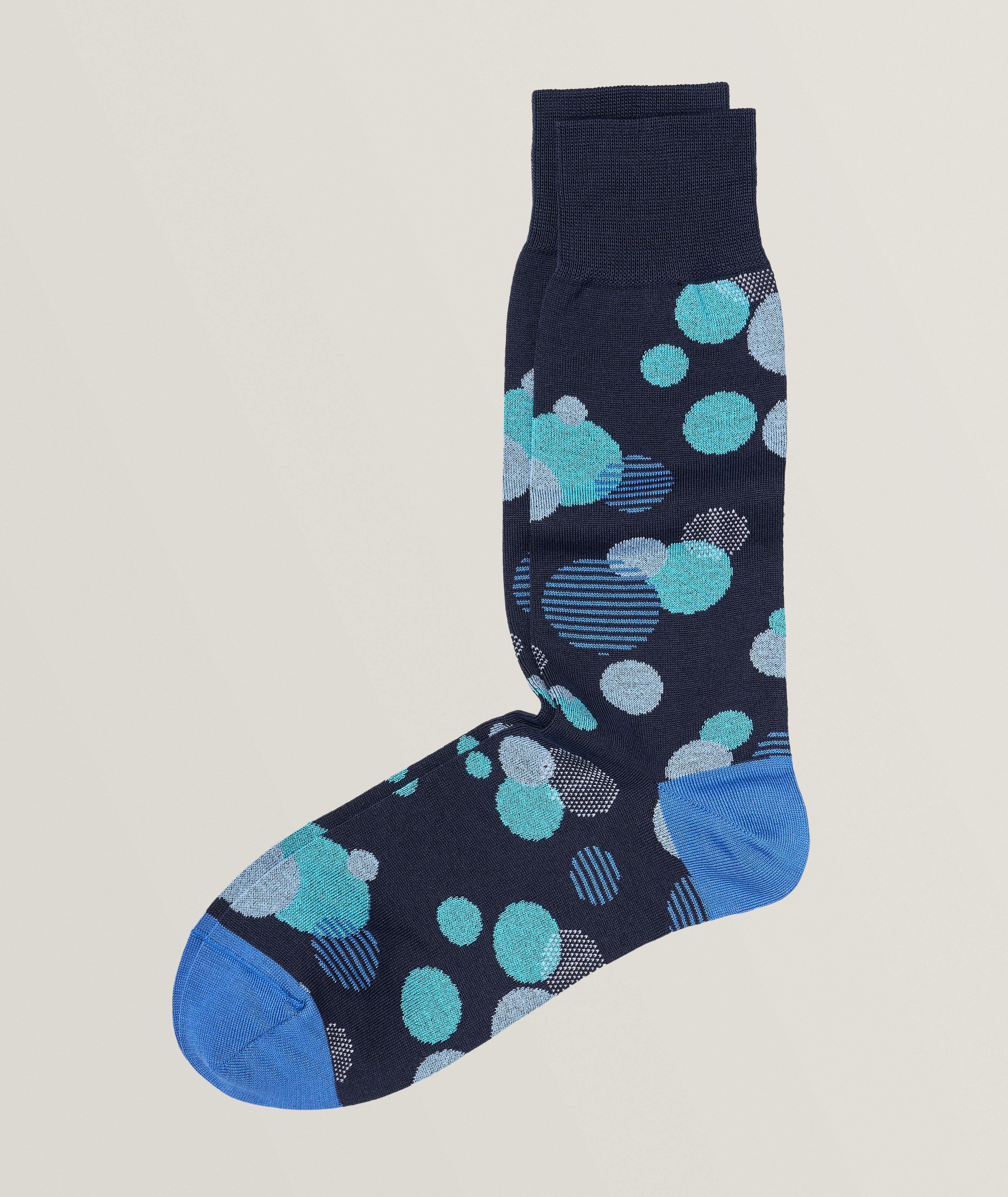 Circle Pattern Mercerised Cotton-Blend Dress Socks image 0