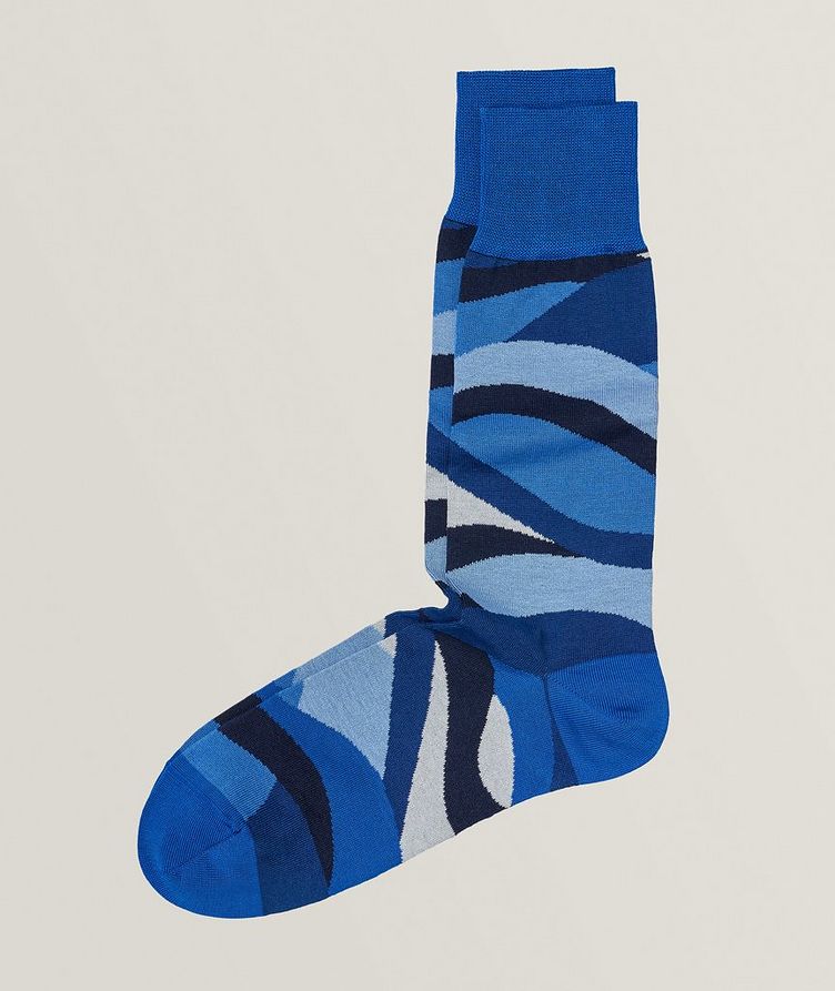 Abstract Mercerised Cotton-Blend Dress Socks image 0