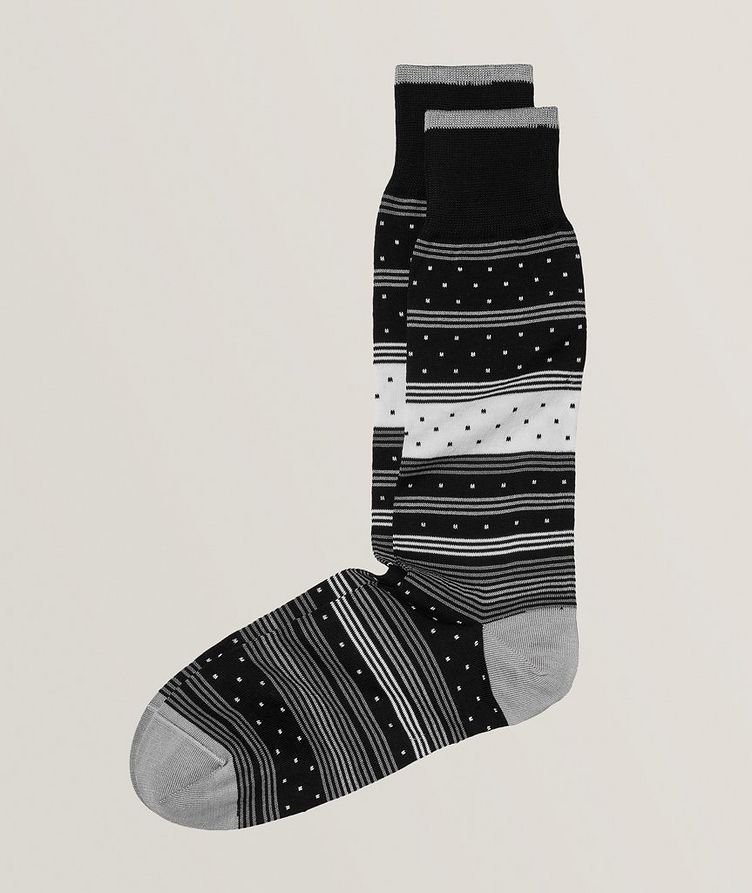 Polka Dot Stripe Mercerised Cotton-Blend Dress Socks image 0