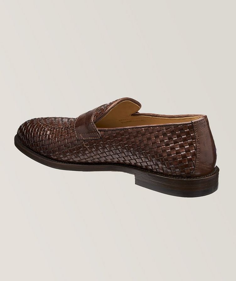 Burnished Woven Leather Penny Loafers  image 1