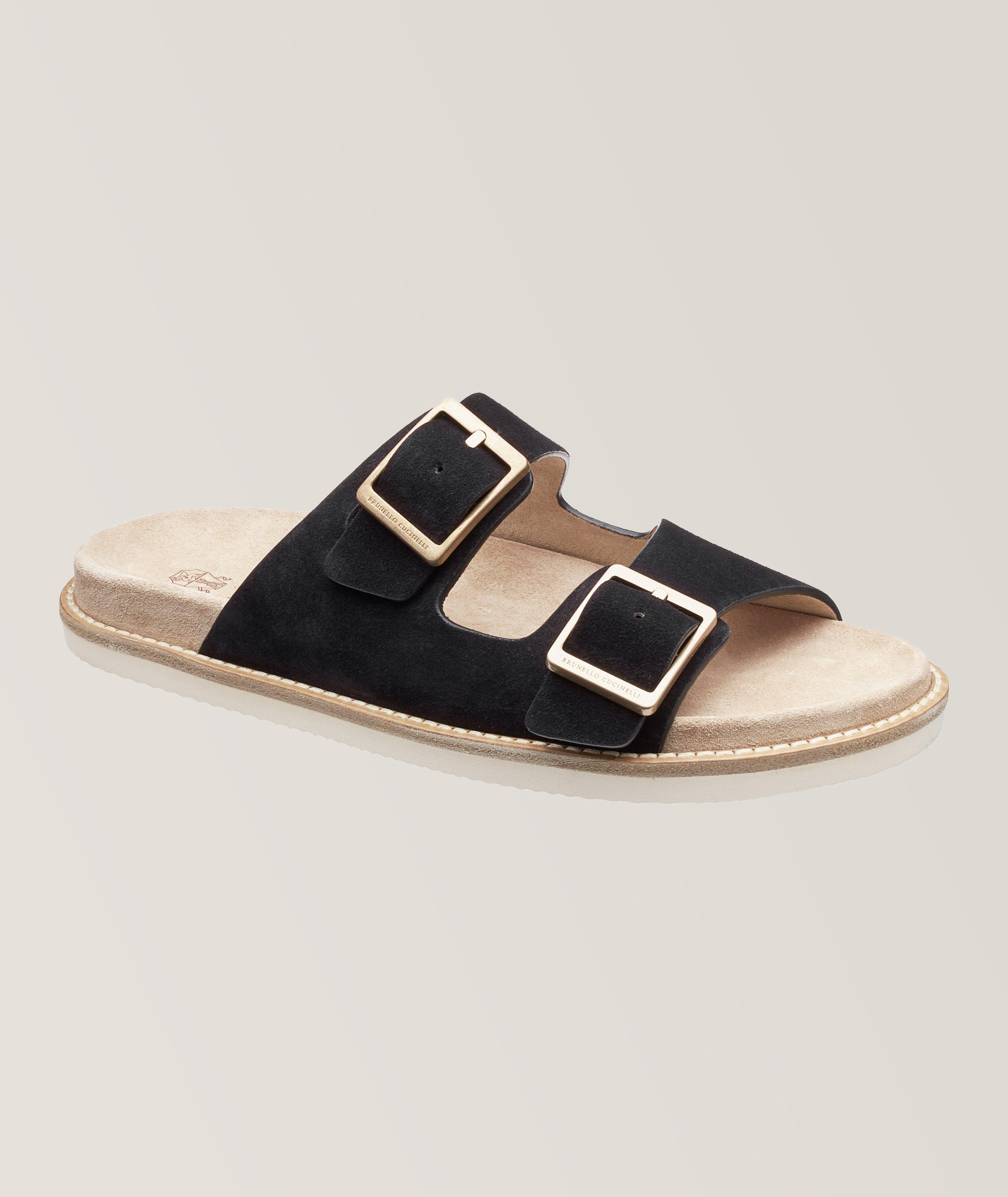 Brunello Cucinelli Suede Double-Strap Sandals