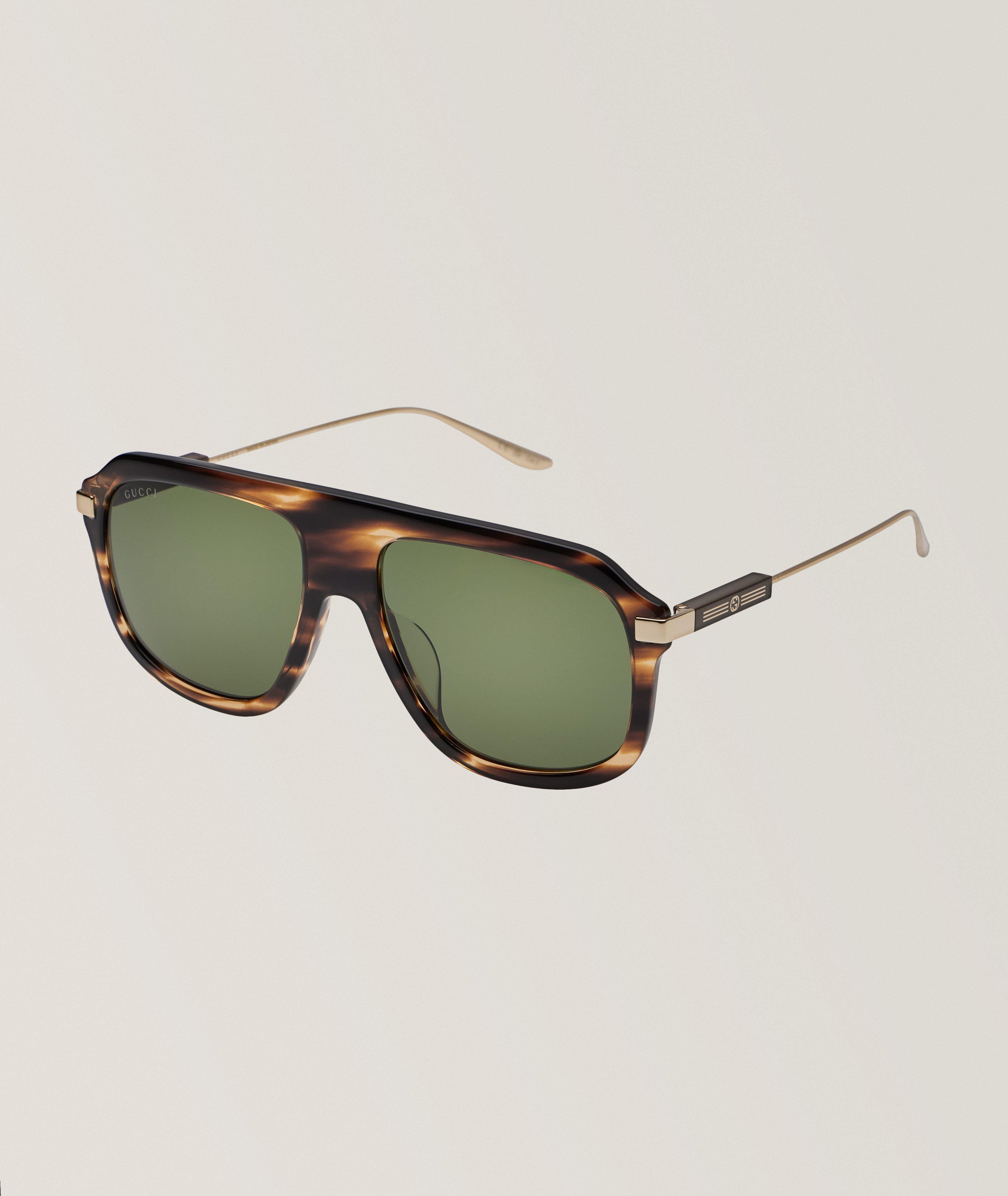 Flamed Havana Acetate Pilot Sunglasses image 0