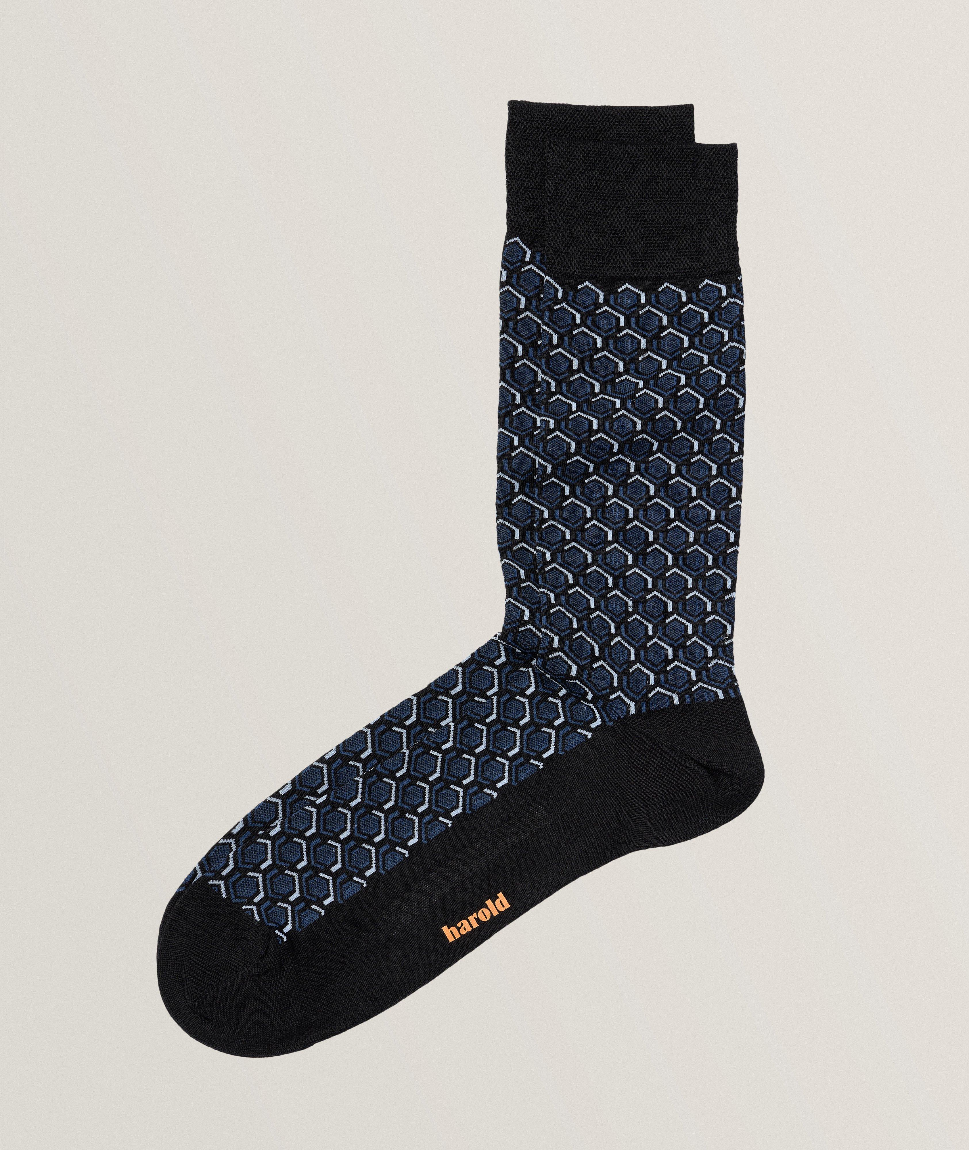 Hexagonal Mercerized Stretch-Cotton Socks image 0