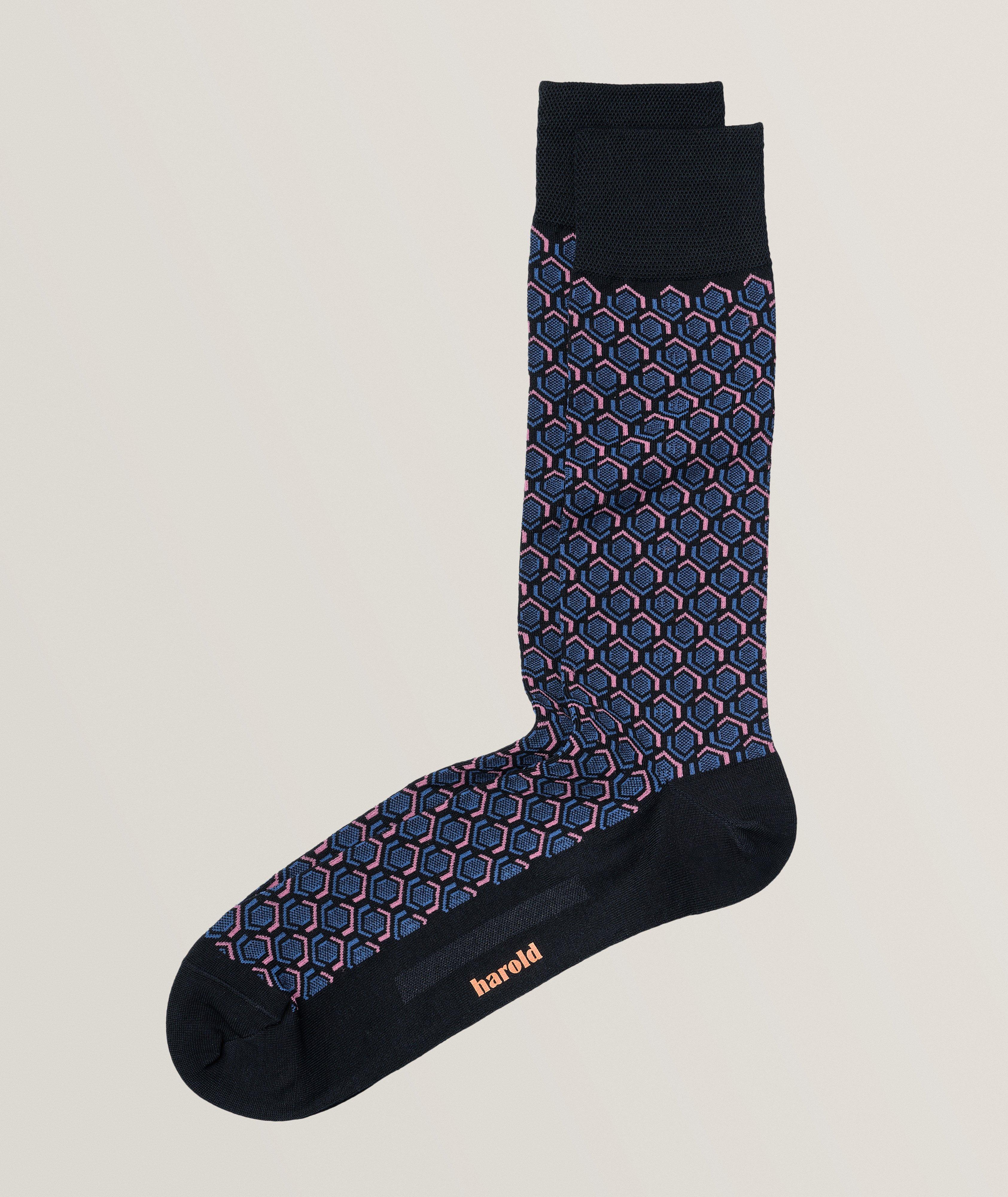 Hexagonal Mercerized Stretch-Cotton Socks image 0