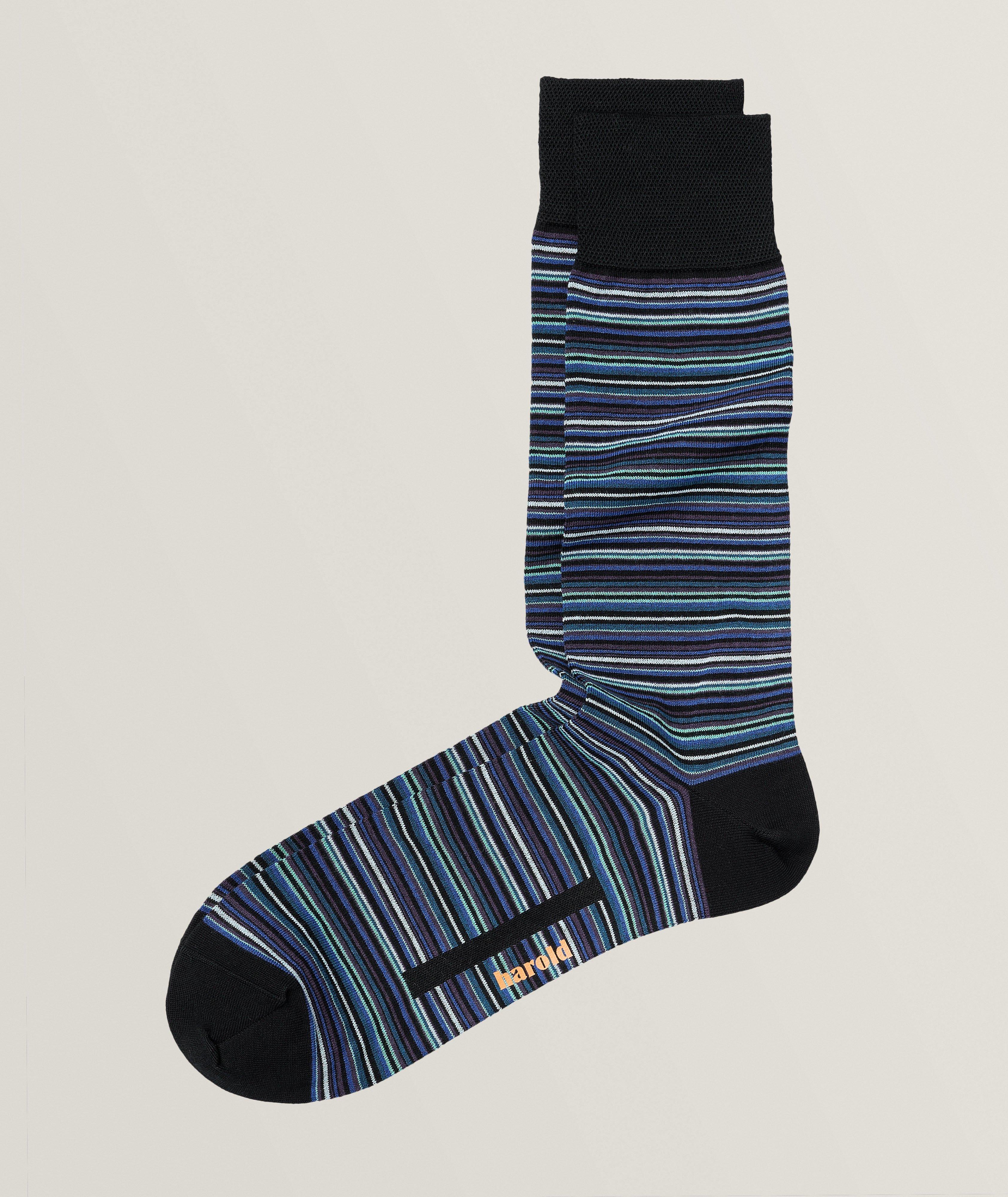 Multistriped Mercerized Stretch-Cotton Socks image 0