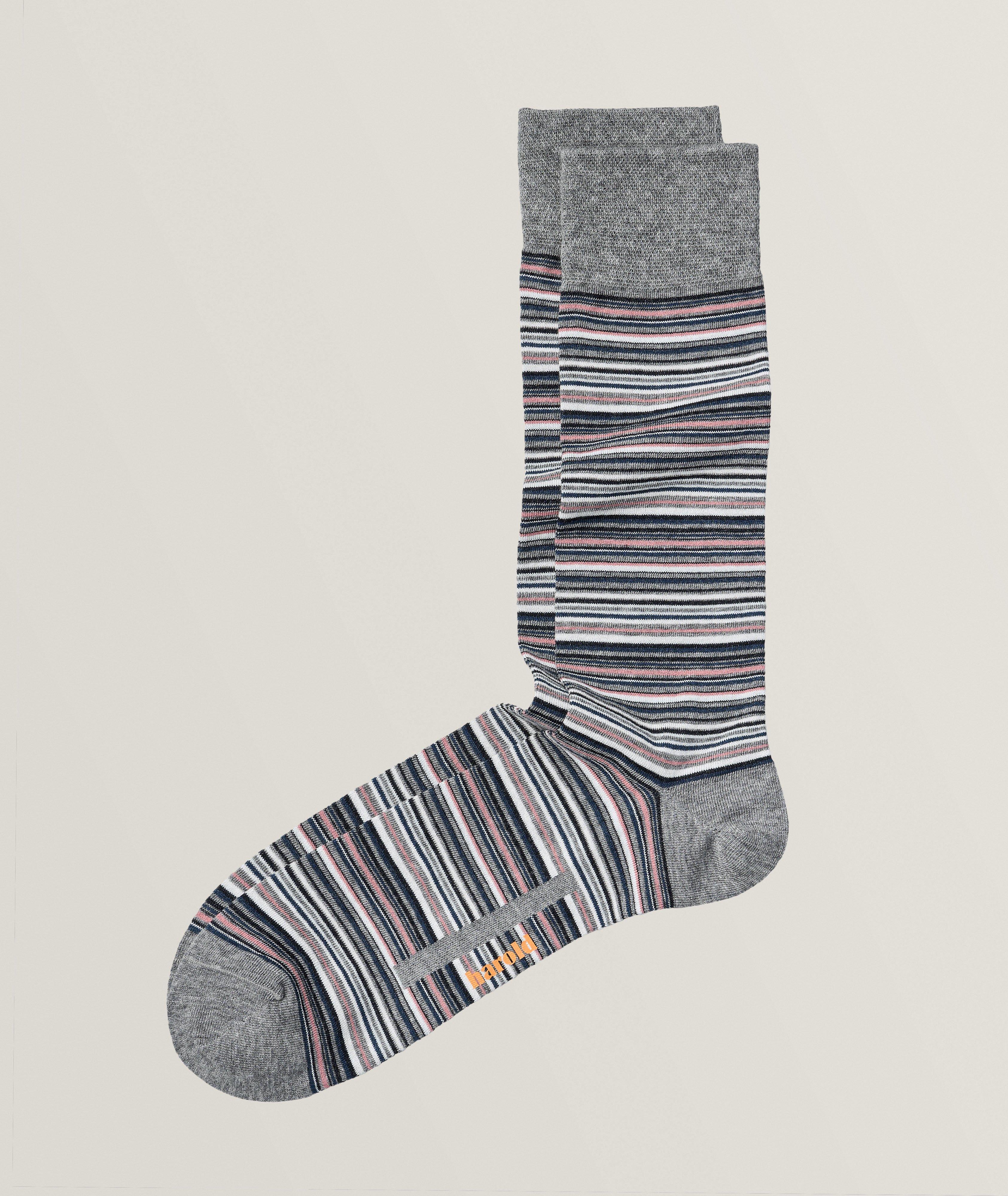 Multistriped Mercerized Stretch-Cotton Socks image 0