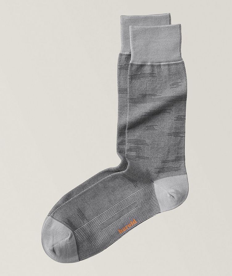 Tonal Line Mercerized Cotton Dress Socks   image 0