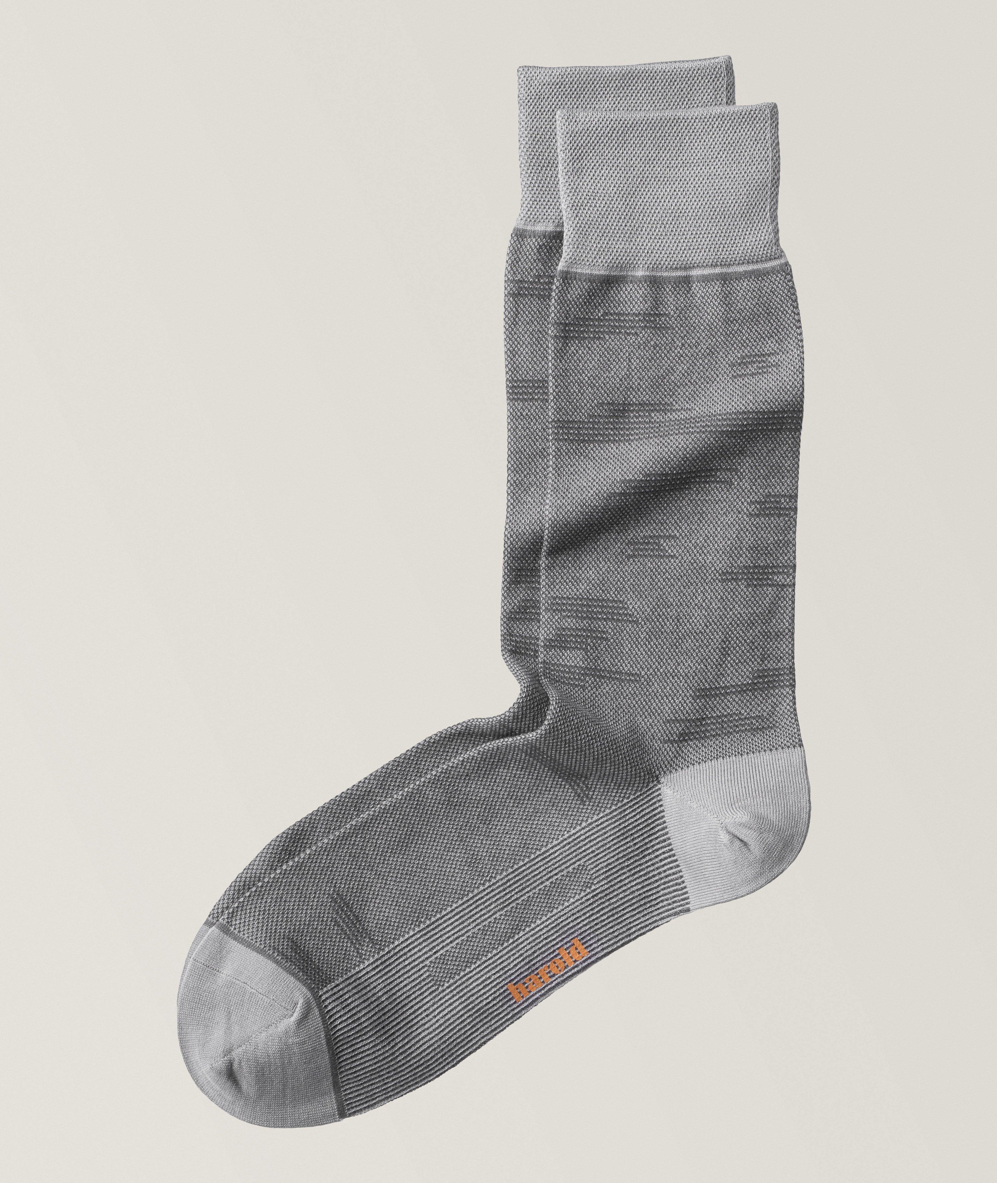 Tonal Line Mercerized Cotton Dress Socks   image 0