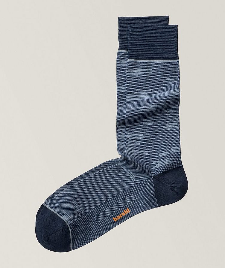Tonal Line Mercerized Cotton Dress Socks   image 0