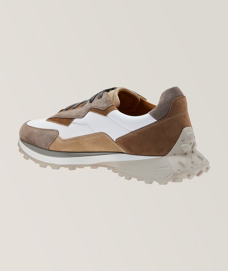 Onyx Patchwork Burnished Leather & Suede Trainers  image 1