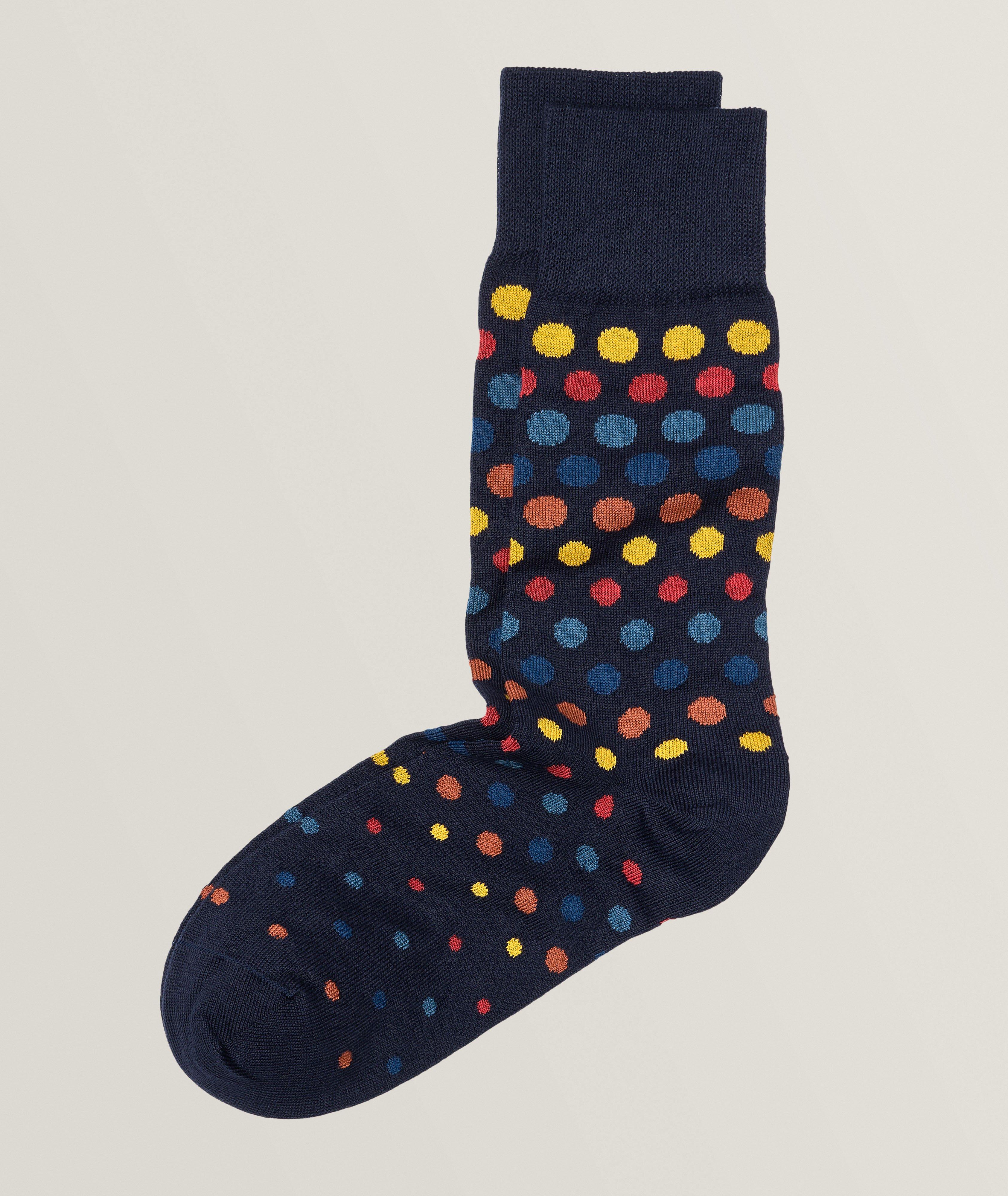 Spotted Cotton-Blend Knit Socks