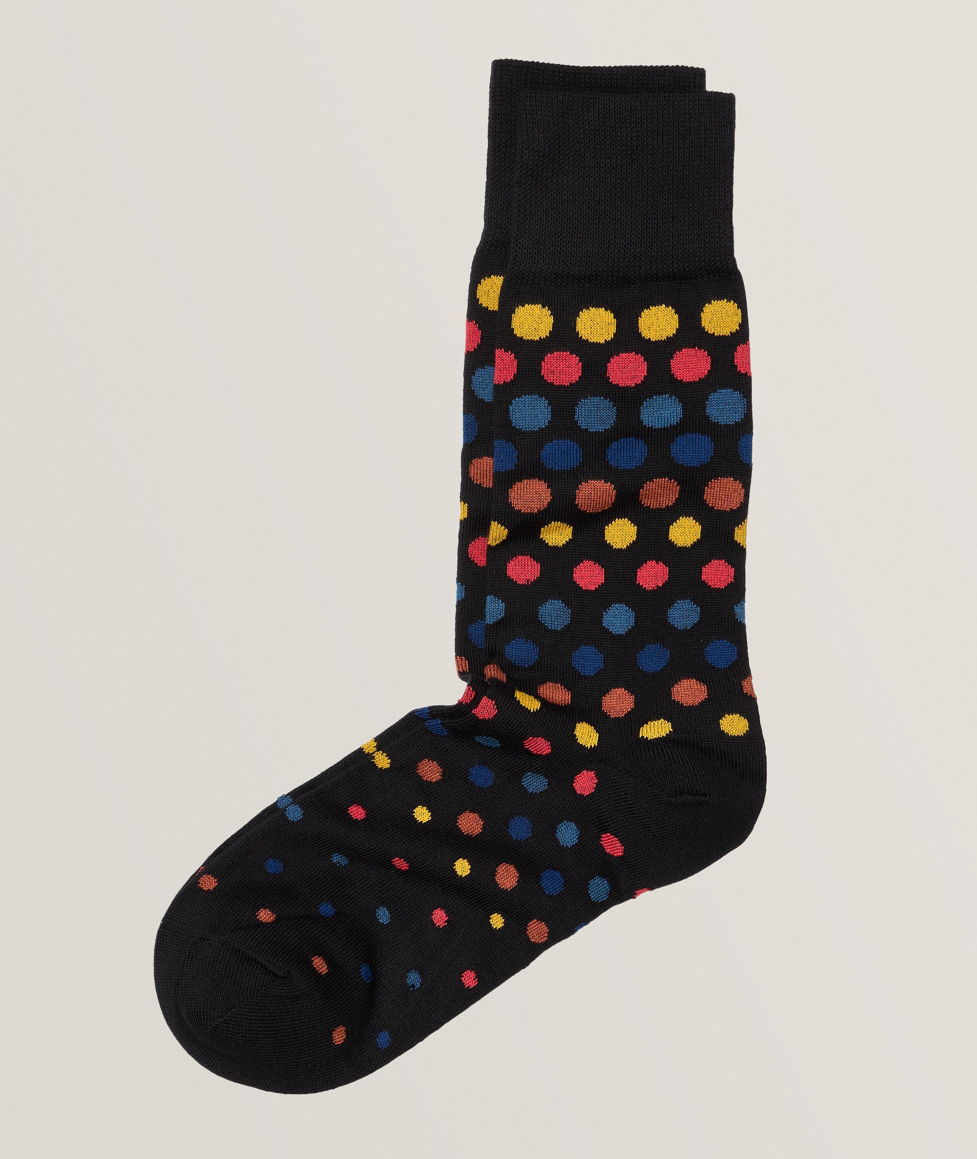 Spotted Cotton-Blend Knit Socks