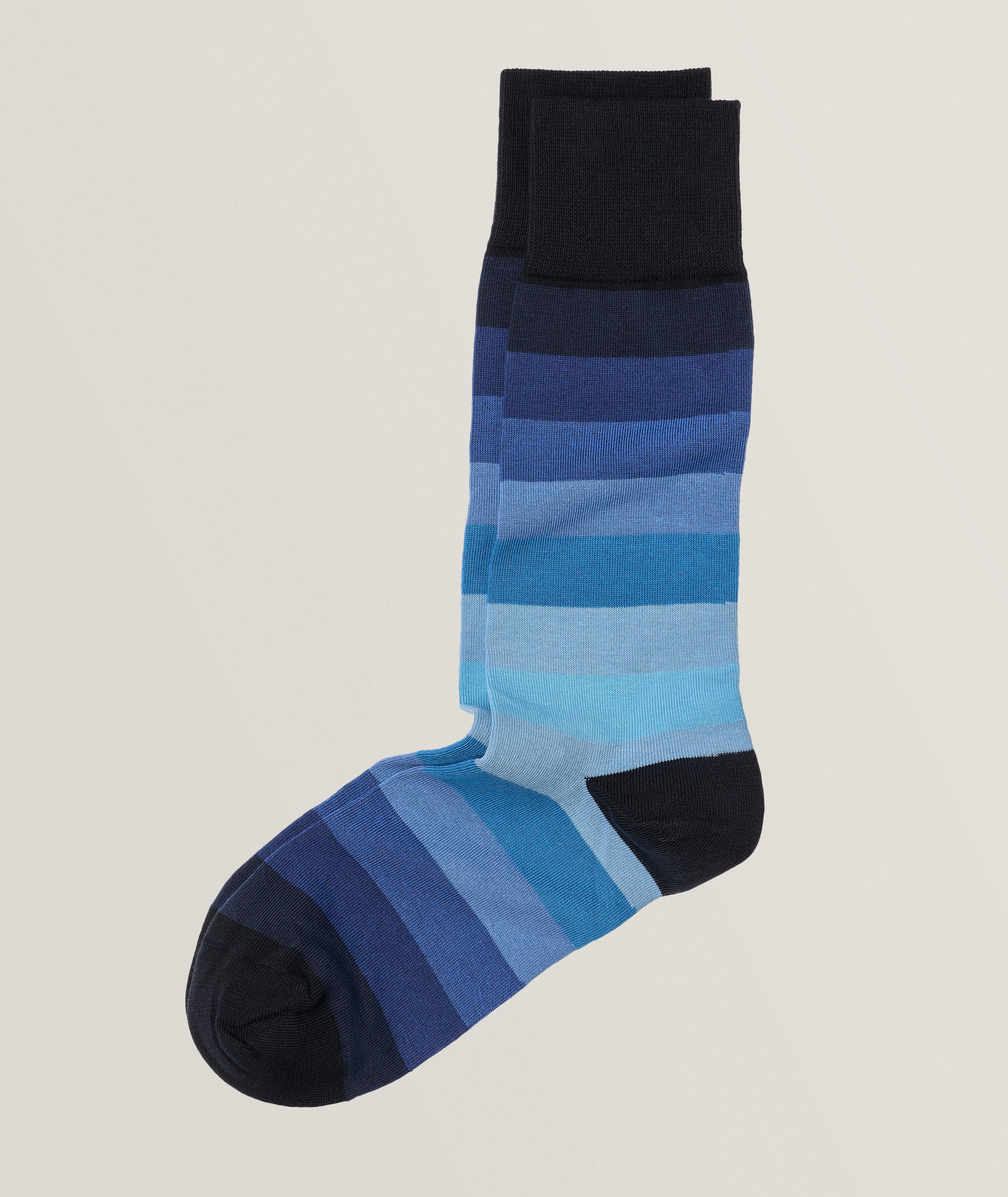 Gradient Stripe Cotton-Blend Knit Socks image 0