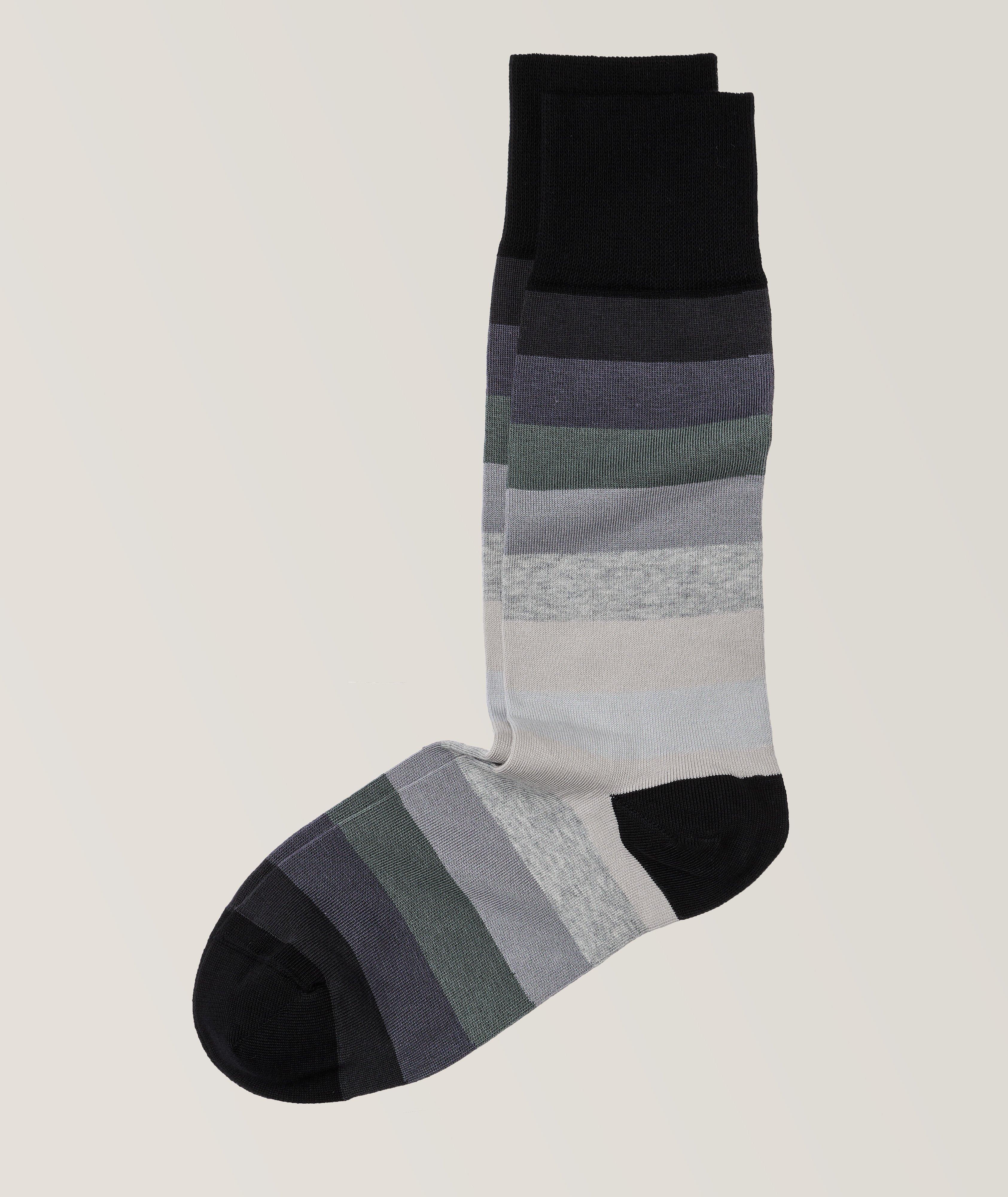Gradient Stripe Cotton-Blend Knit Socks