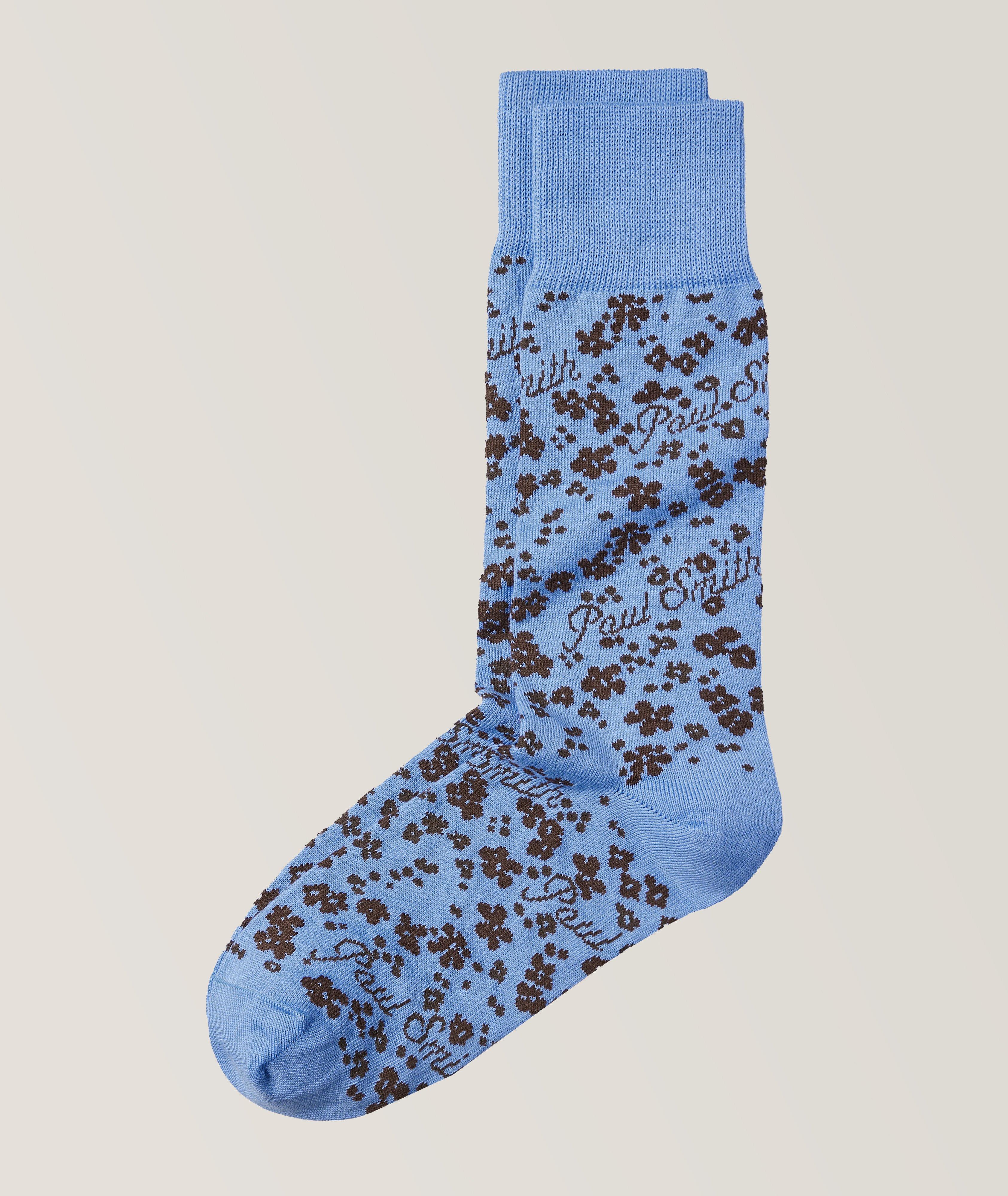 Paul Smith Floral Stretch-Cotton Blend Dress Socks 