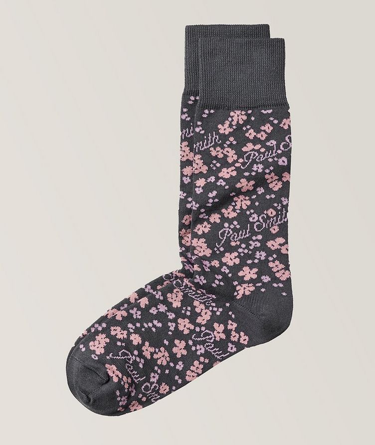 Floral Stretch-Cotton Blend Dress Socks  image 0