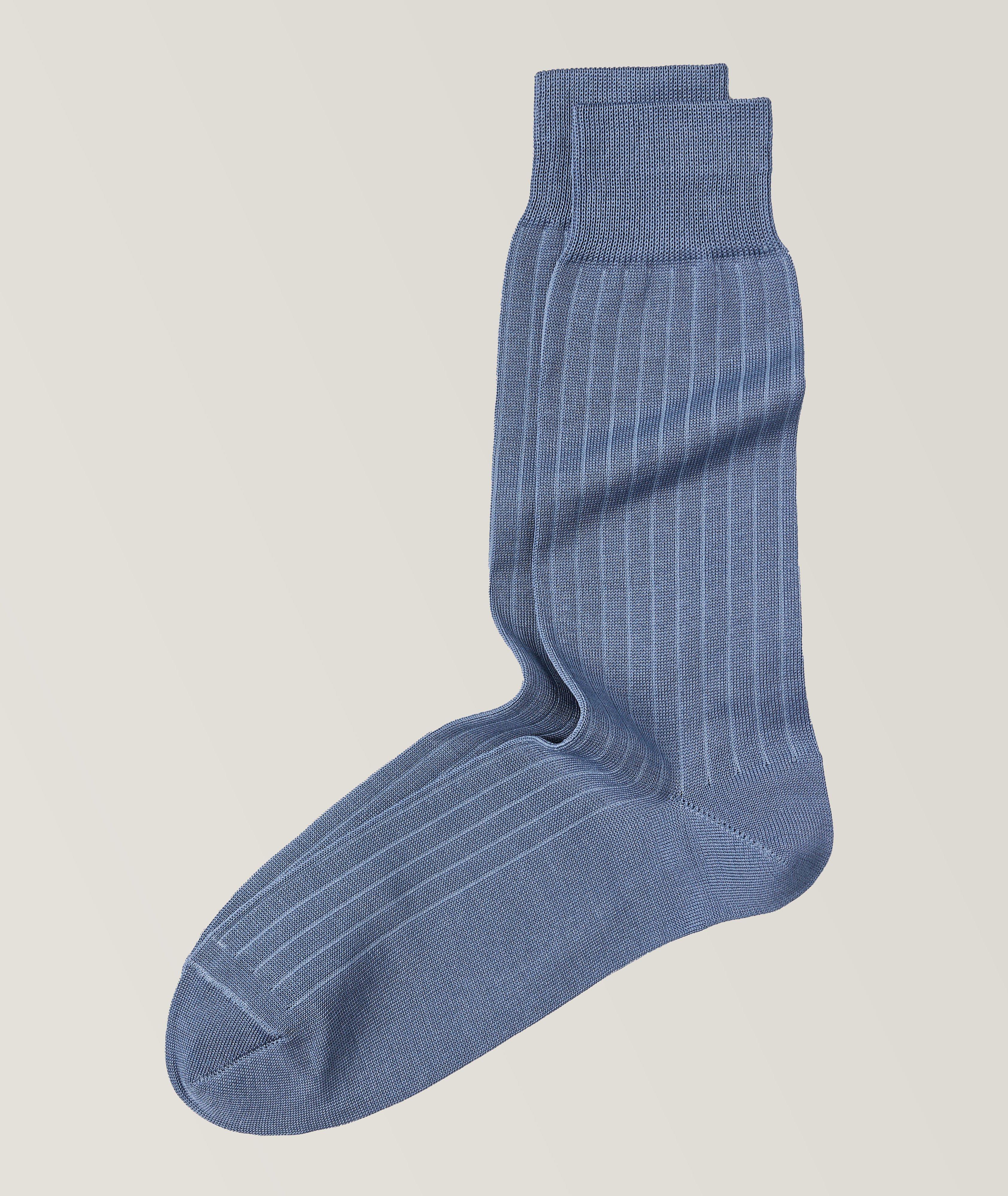 Shadow Ribbed Cotton-Polyamide Dress Socks