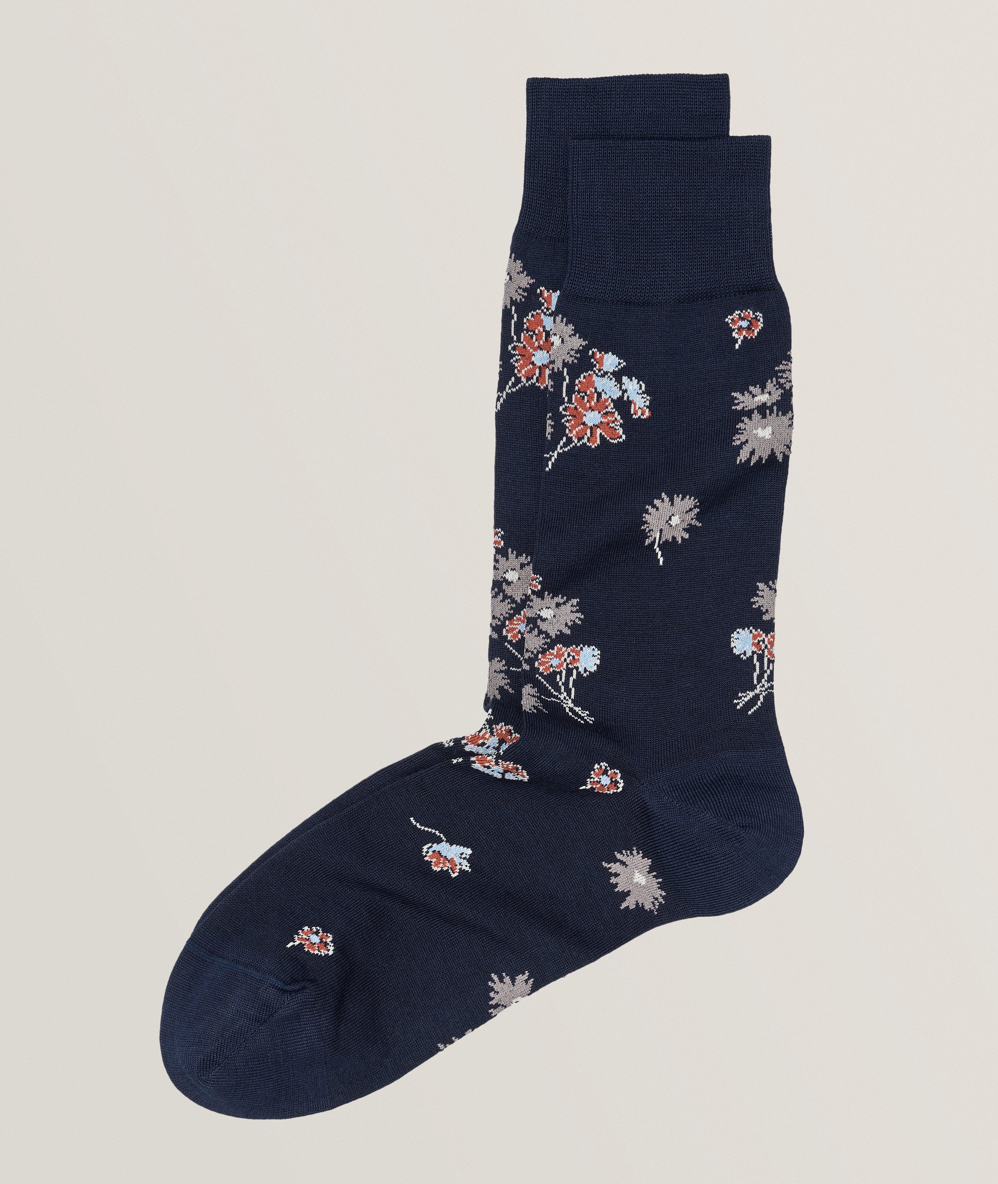 Floral Stretch-Cotton Blend Socks