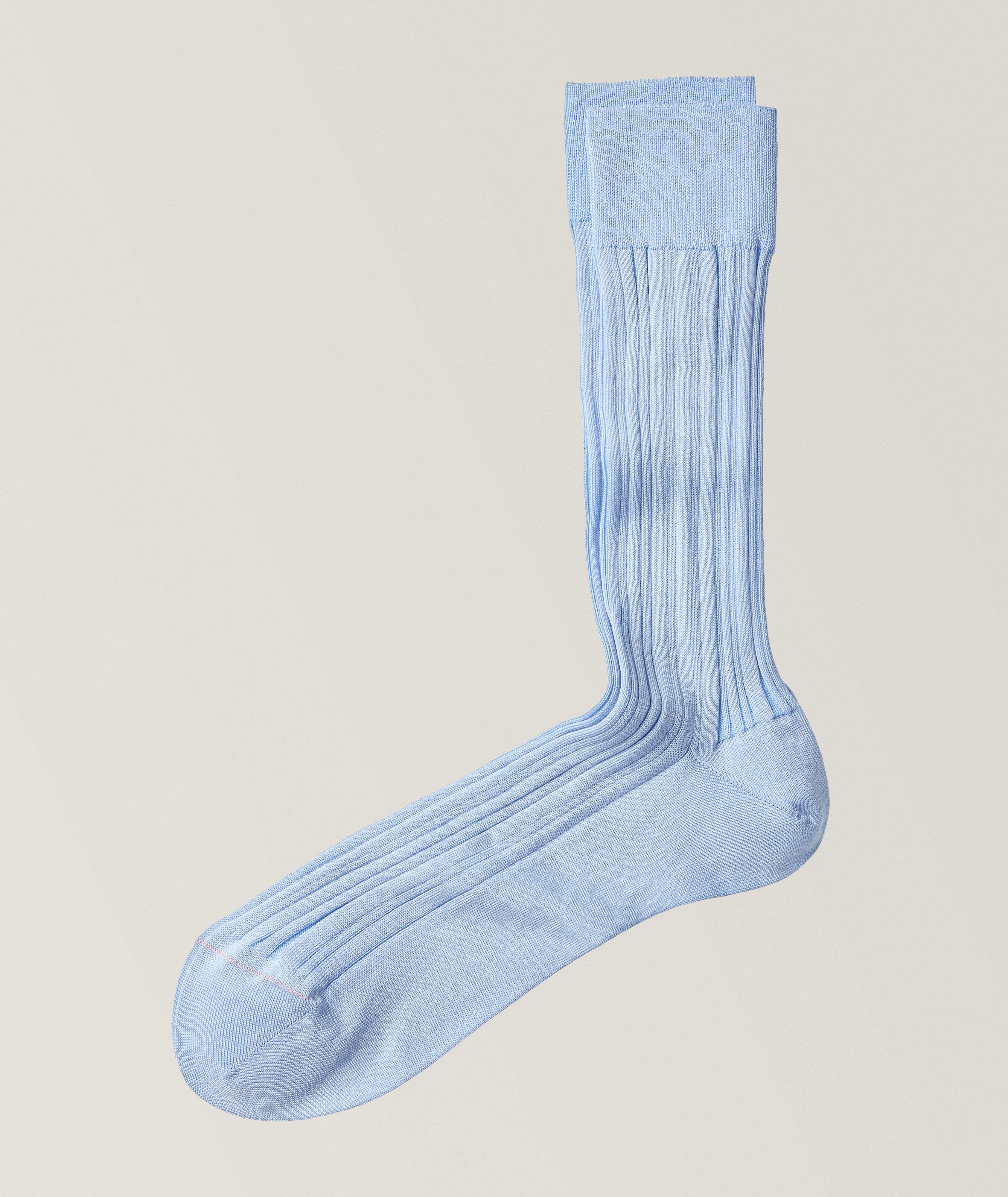 Signature Ribbed Cotton-Blend Socks