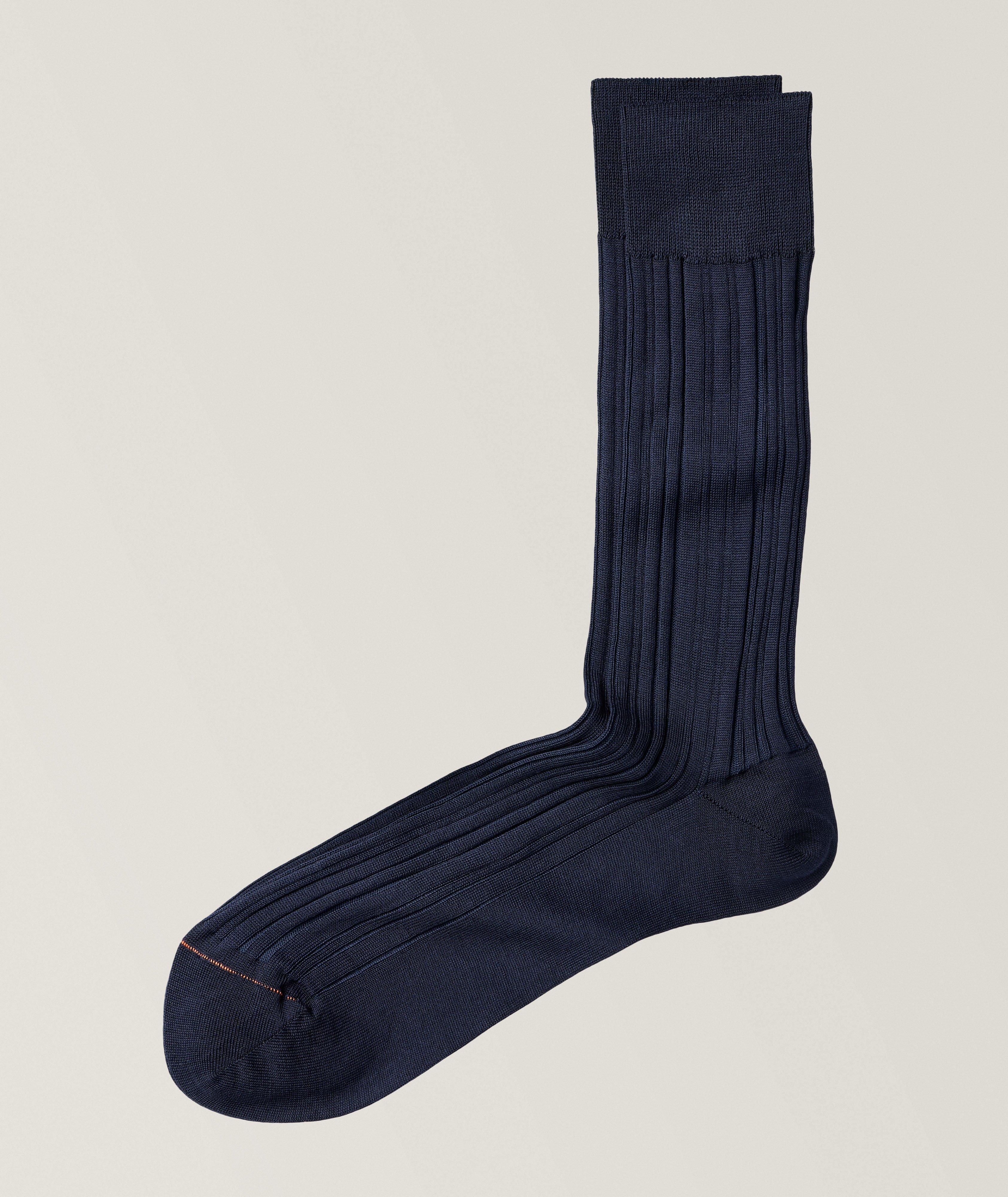 Signature Ribbed Cotton-Blend Socks  image 0
