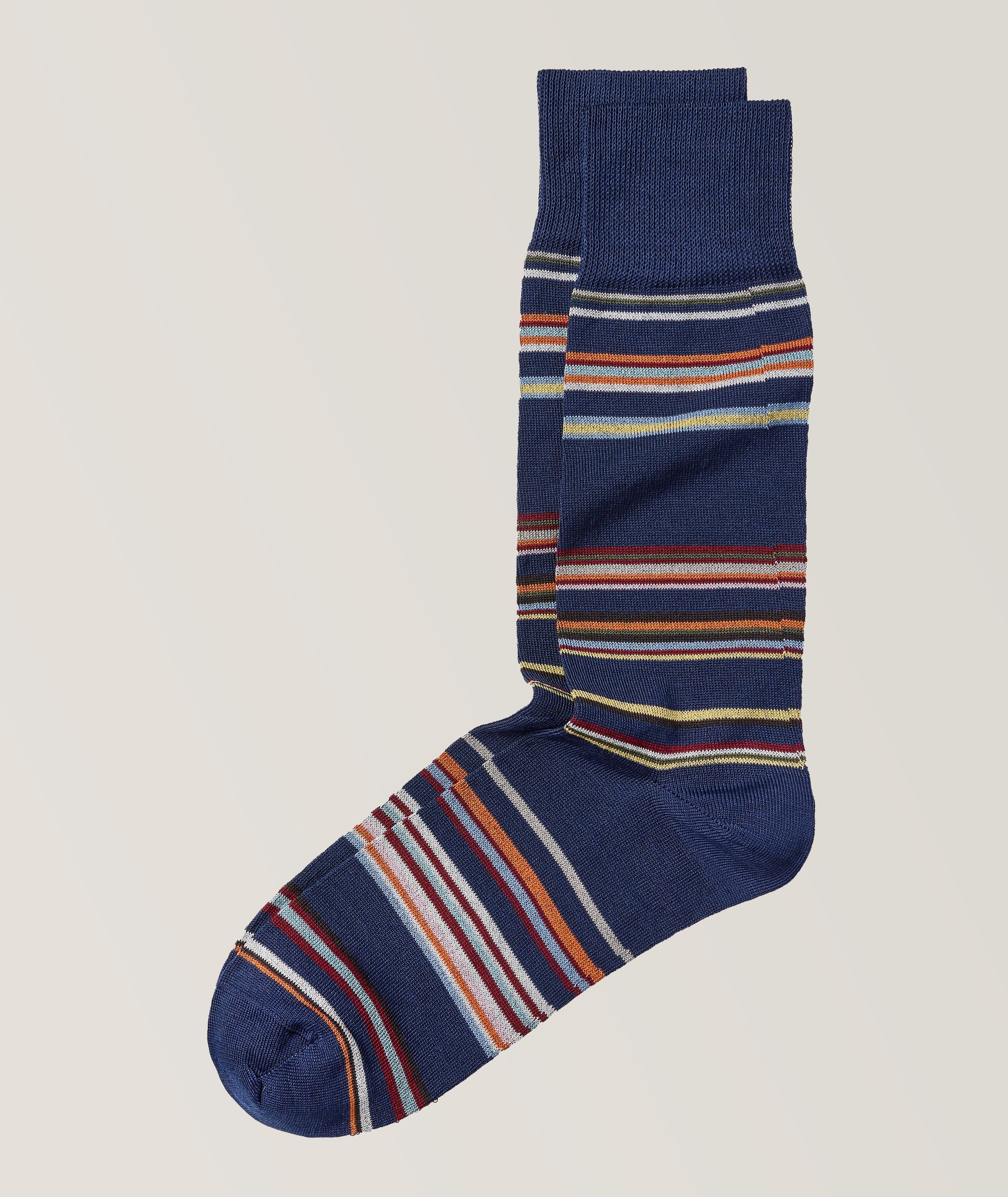 Striped Stretch-Cotton Blend Dress Socks  image 0