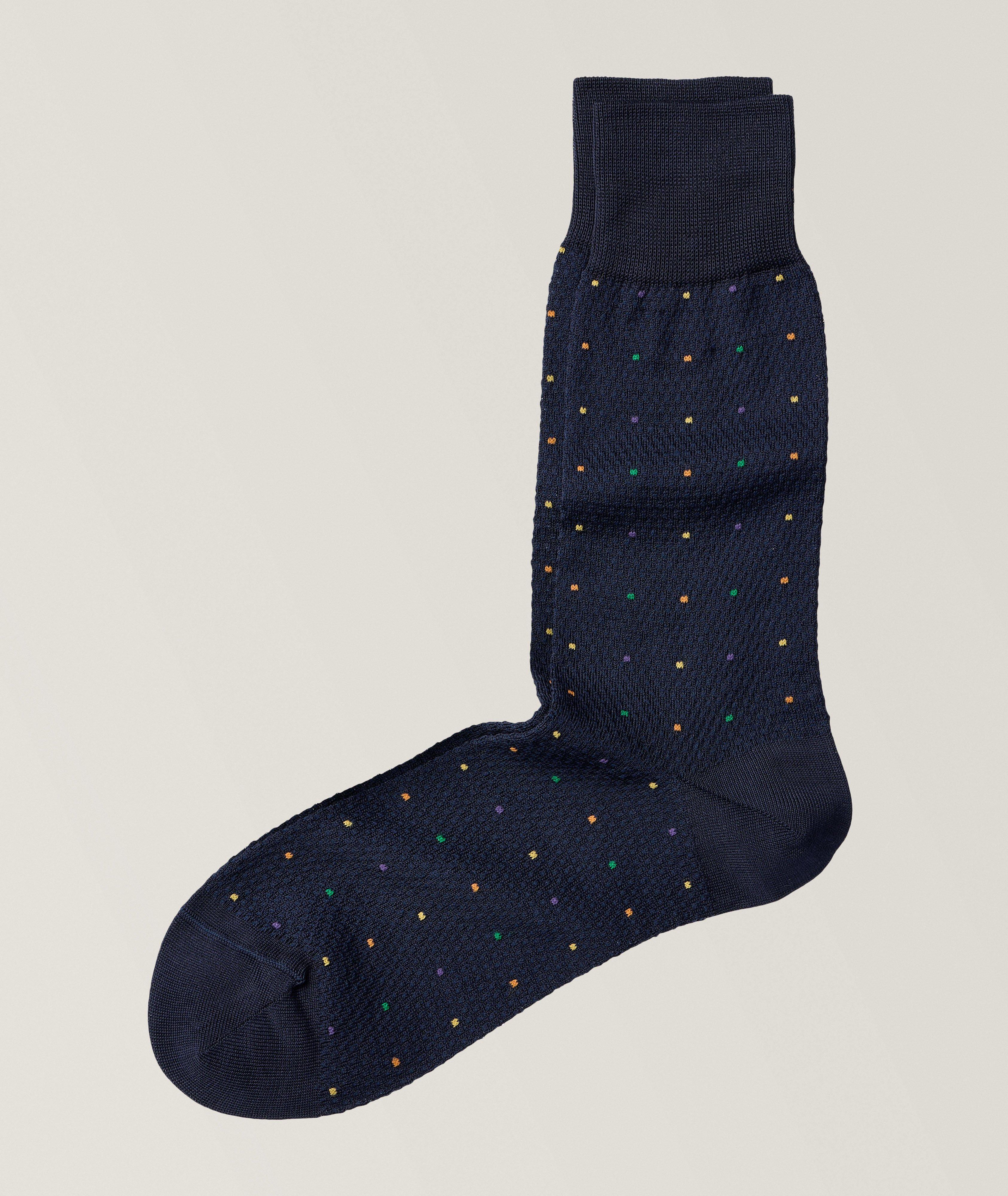 Filippo Dot Cotton-Blend Dress Socks