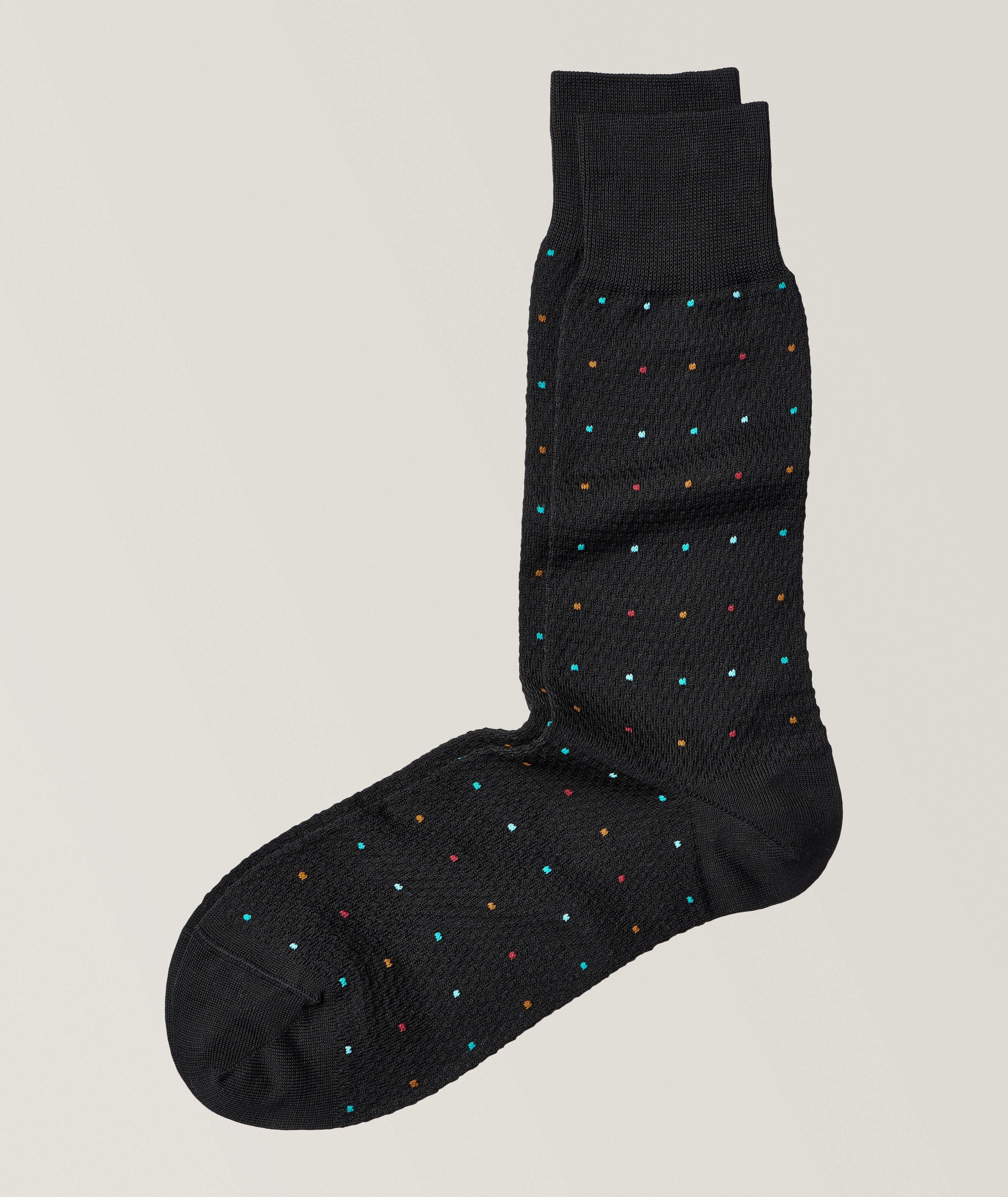 Filippo Dot Cotton-Blend Dress Socks