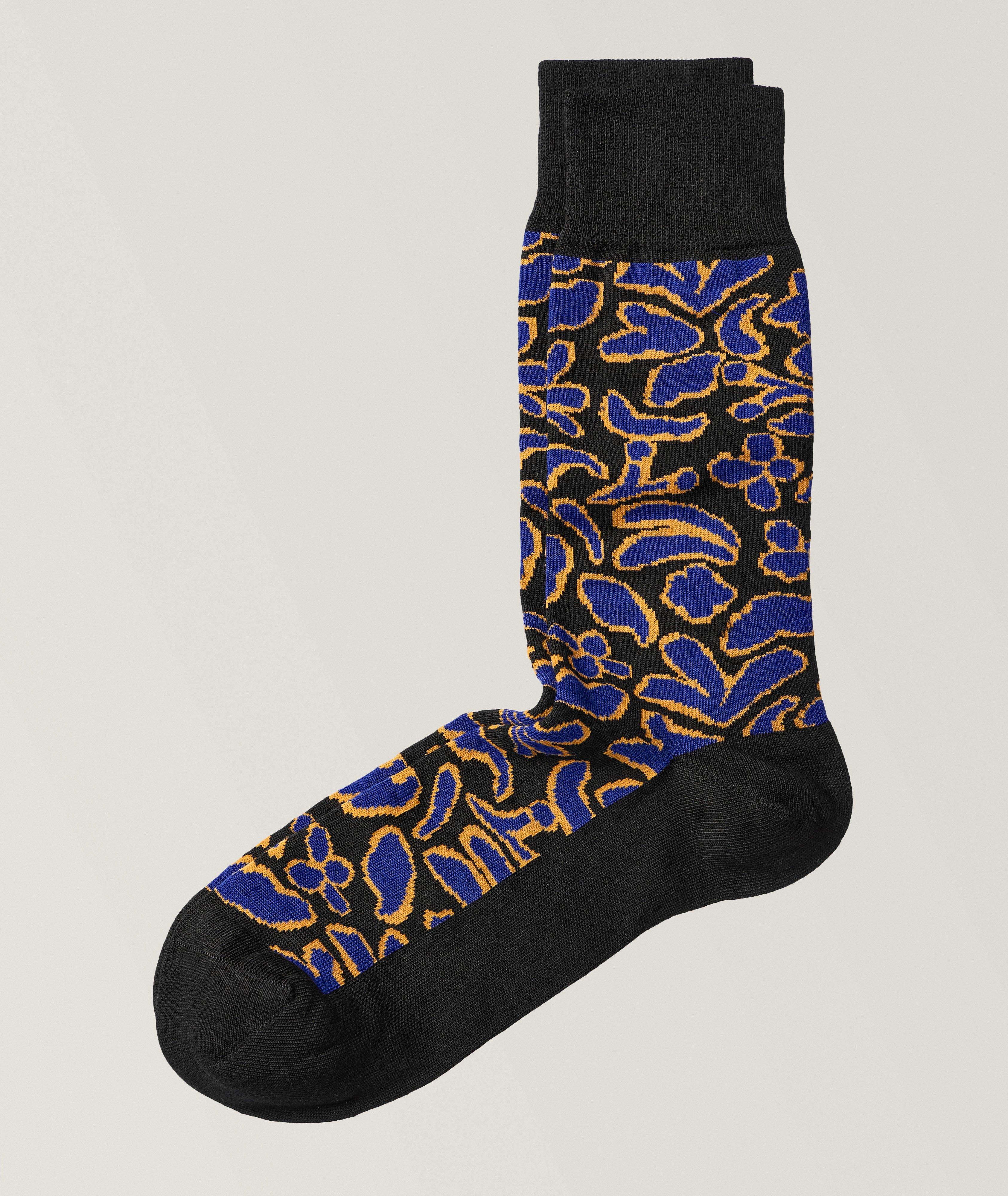 Camo Cotton-Blend Dress Socks