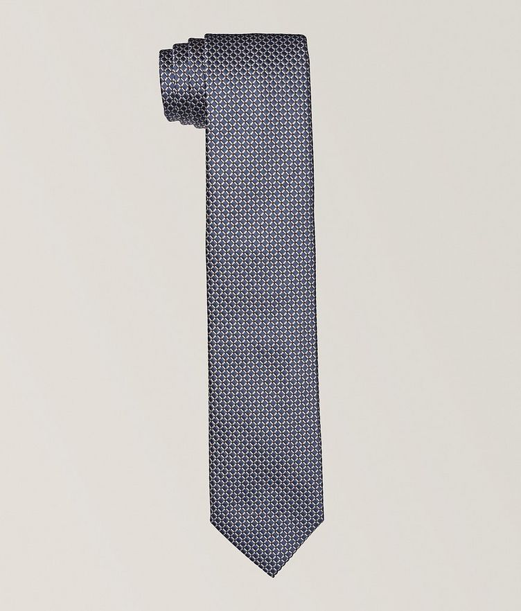 Cravate en soie et en coton à motif quadrillé image 0