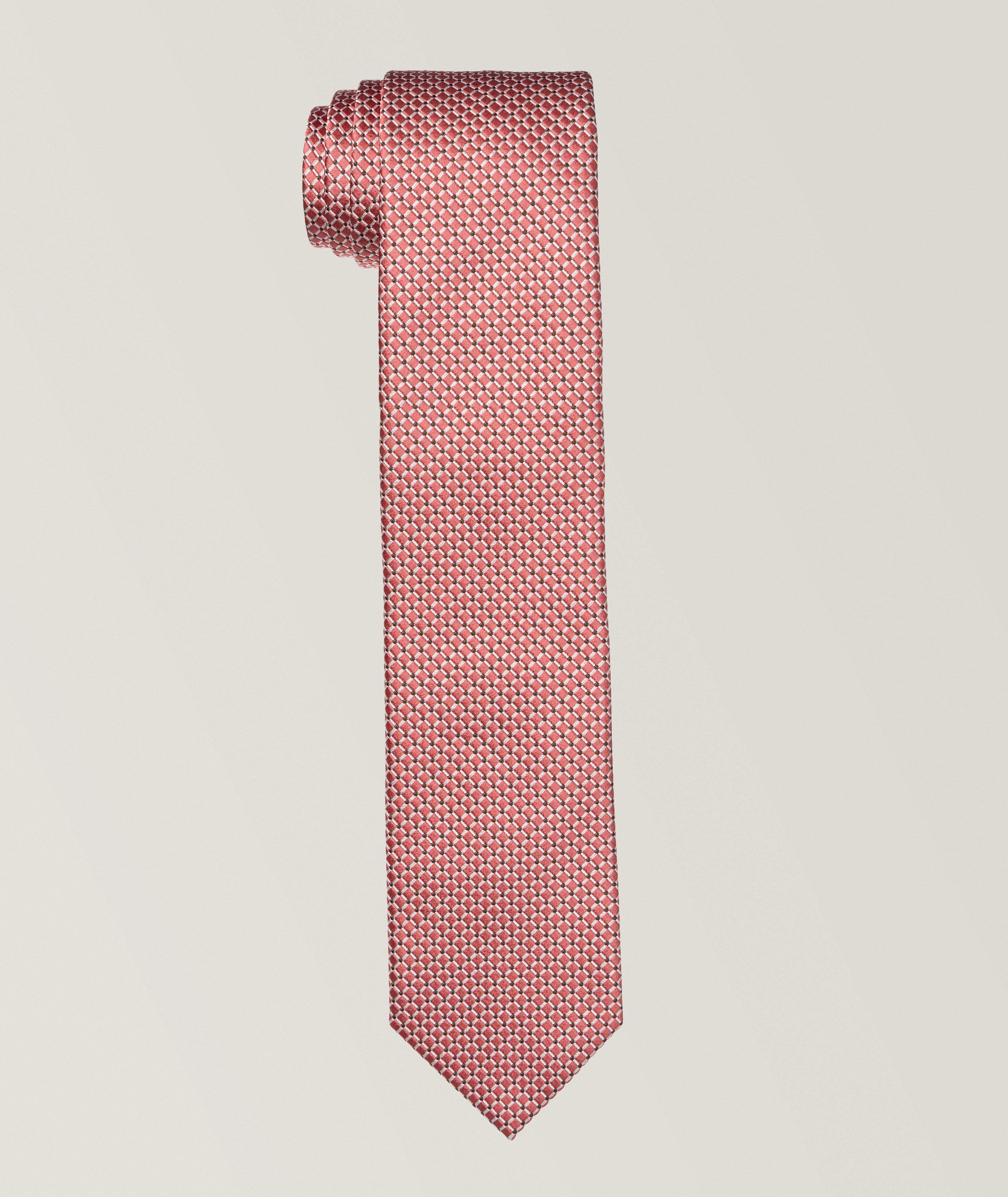 Checked Silk & Cotton Tie  image 0