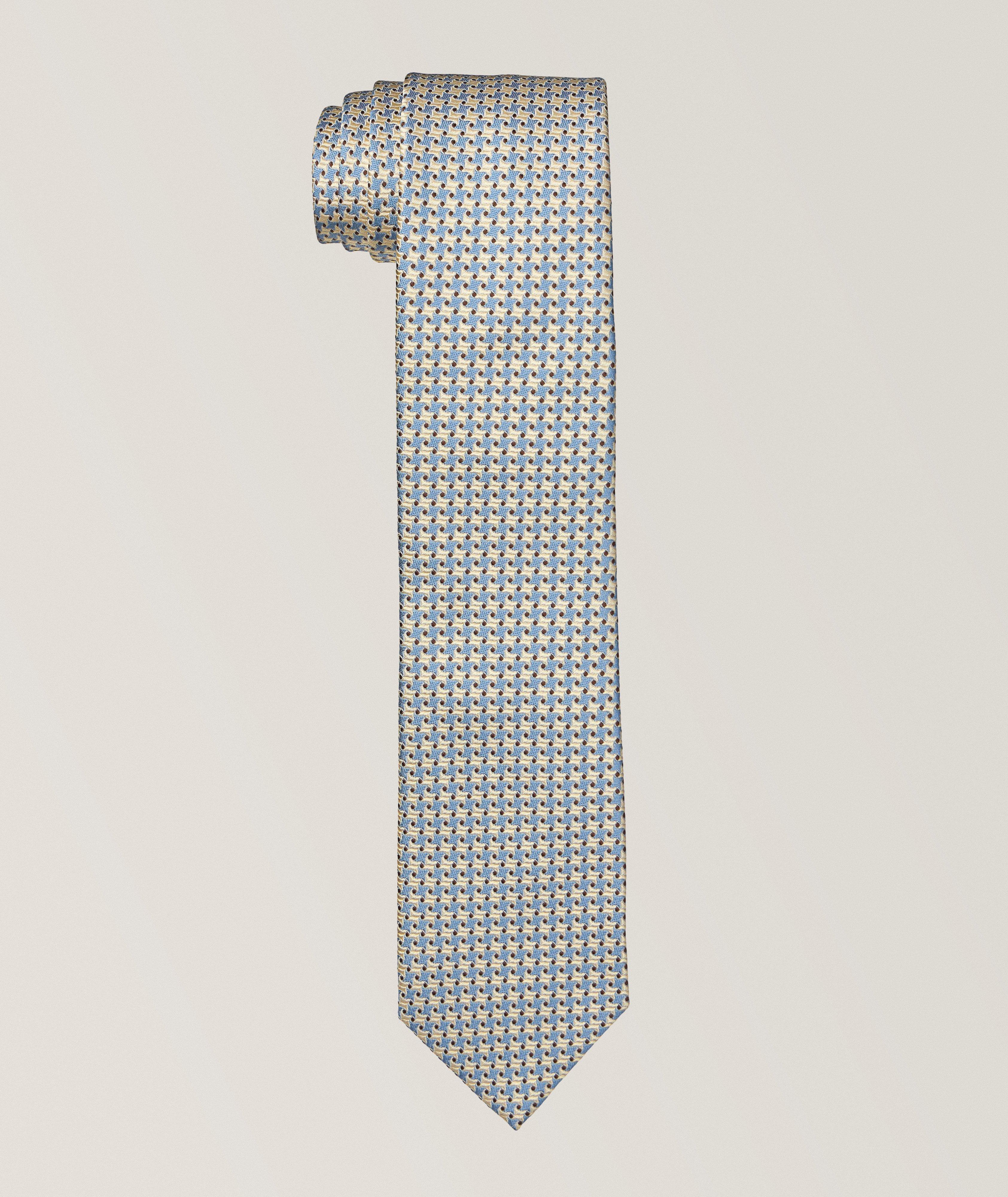 Geometric Spiral Silk & Cotton Tie