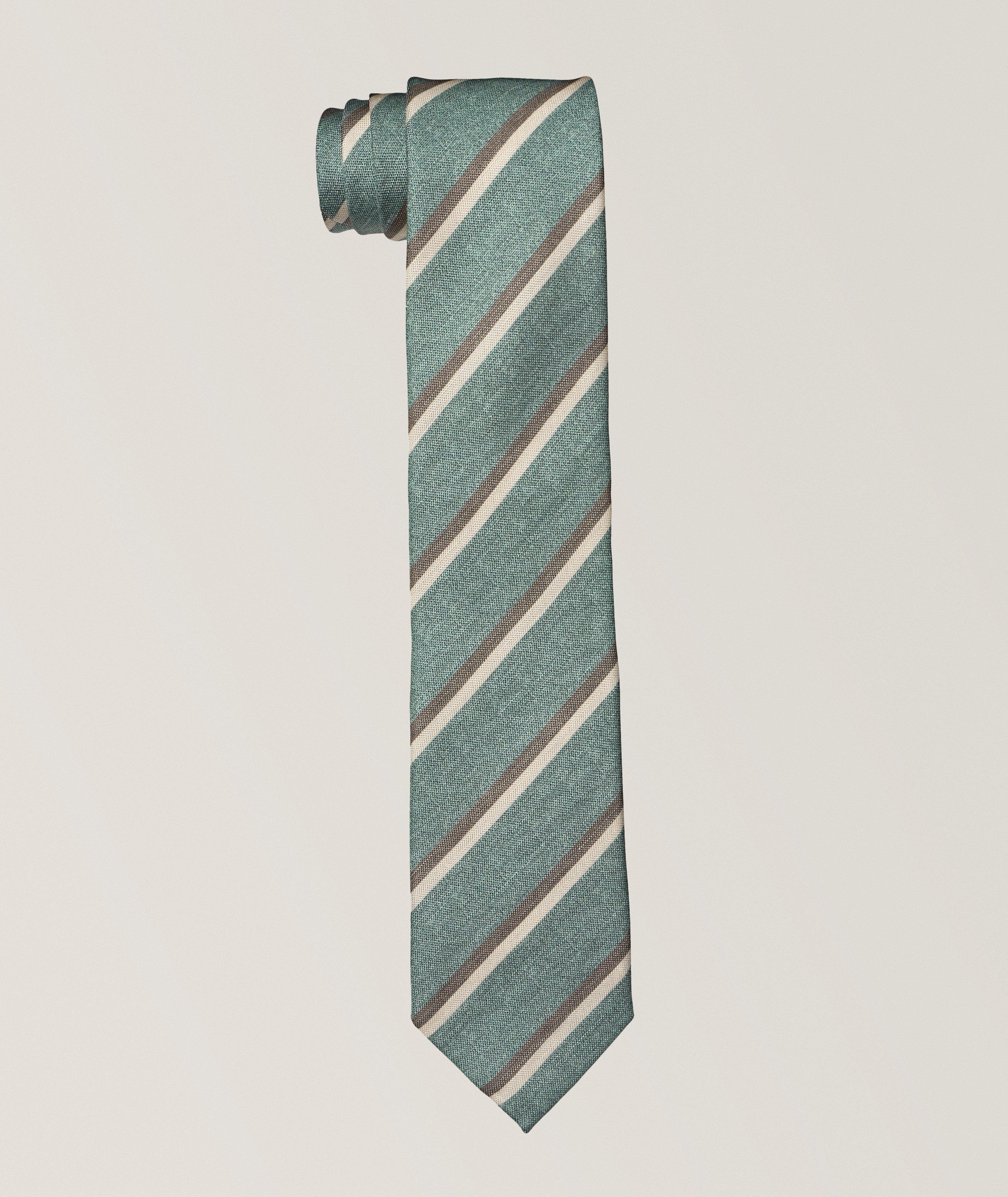 Striped Silk-Linen Tie image 0