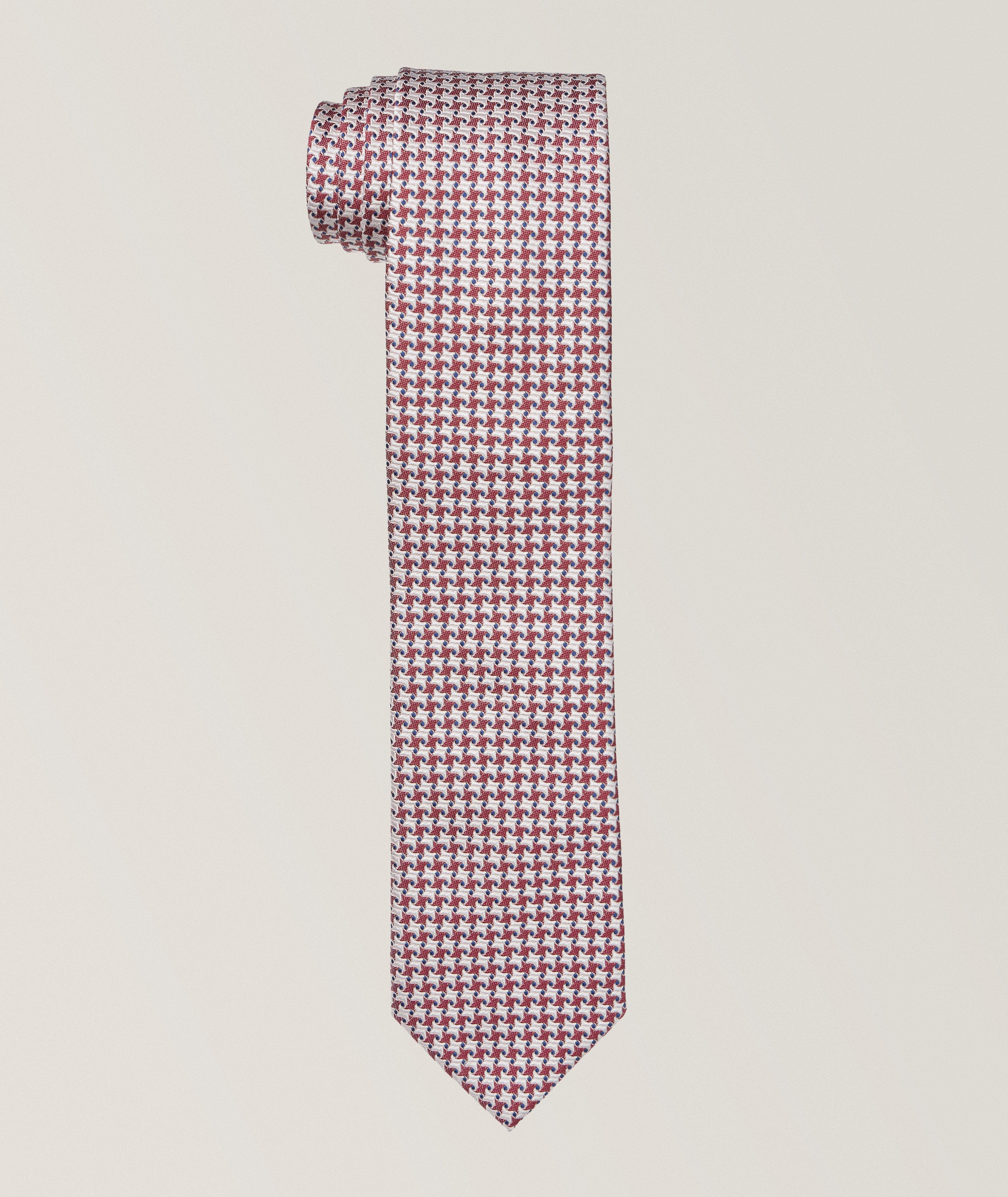 Geometric Spiral Silk & Cotton Tie