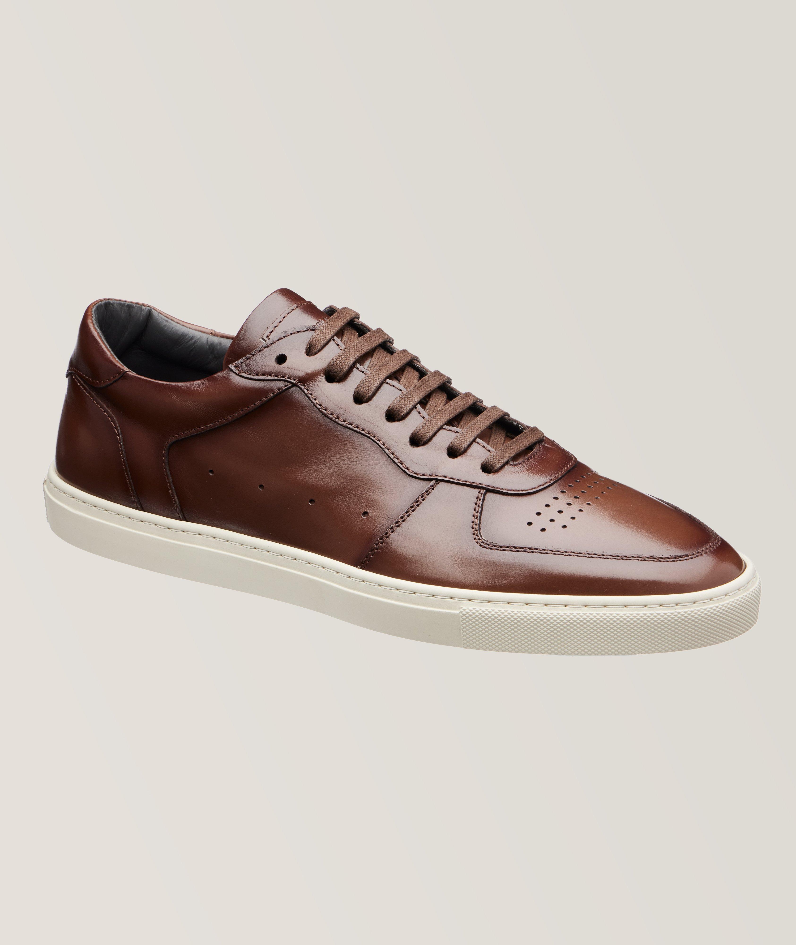 Barbera Burnished Leather Court Sneakers image 0