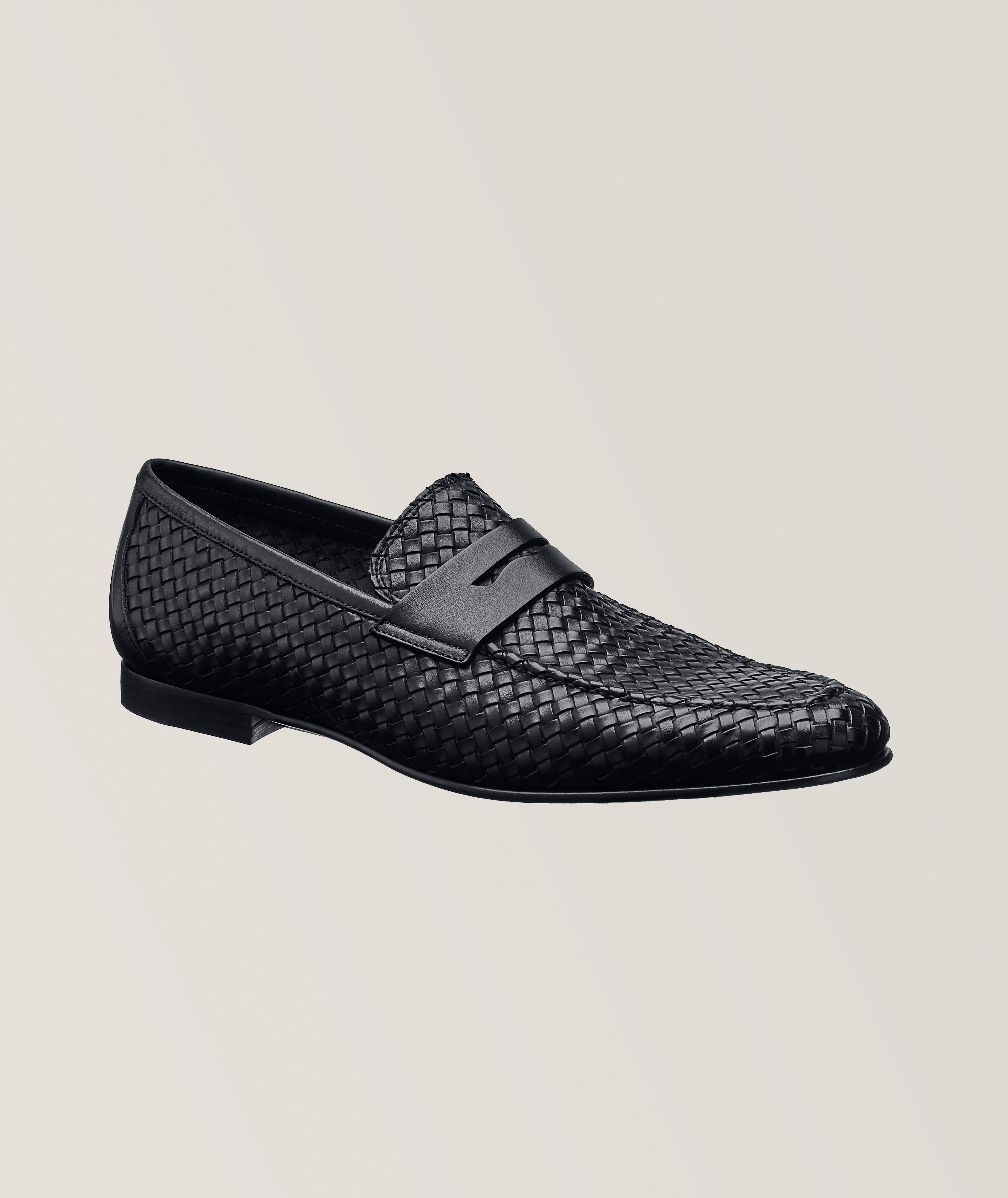 Zenith Burnished Woven Leather Penny Loafers
