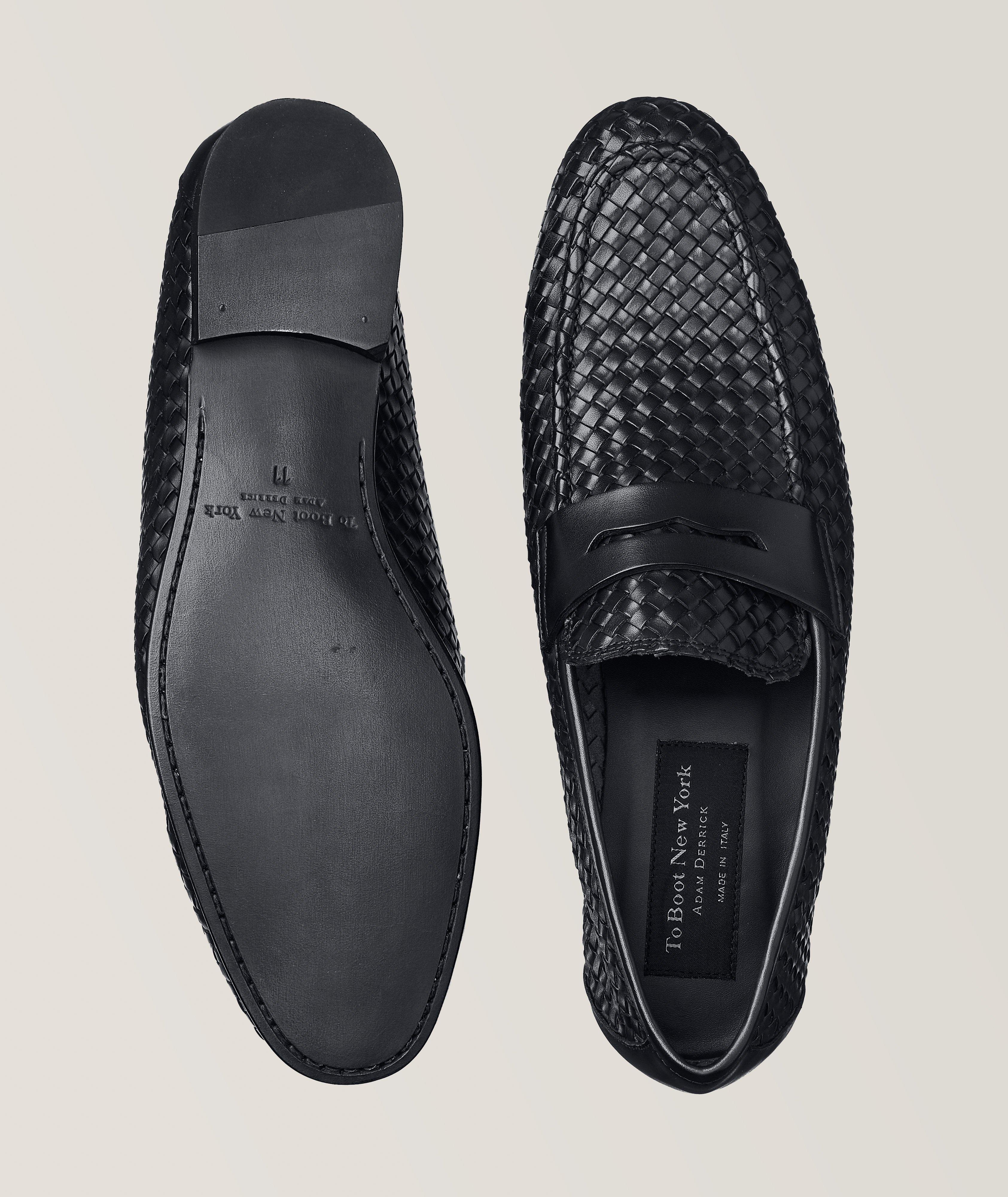 Zenith Burnished Woven Leather Penny Loafers