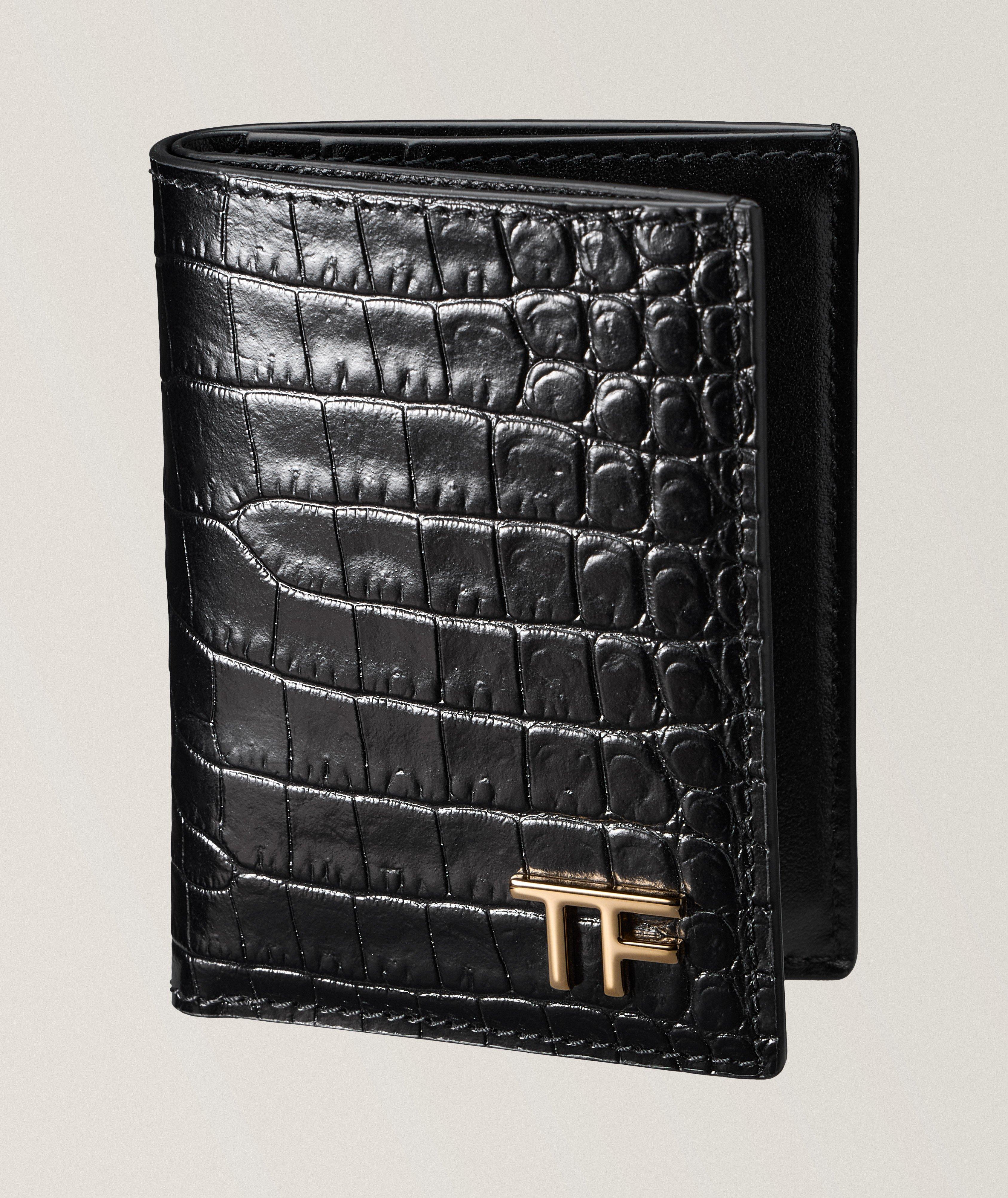 Alligator Print Leather Bifold Mini Wallet image 0