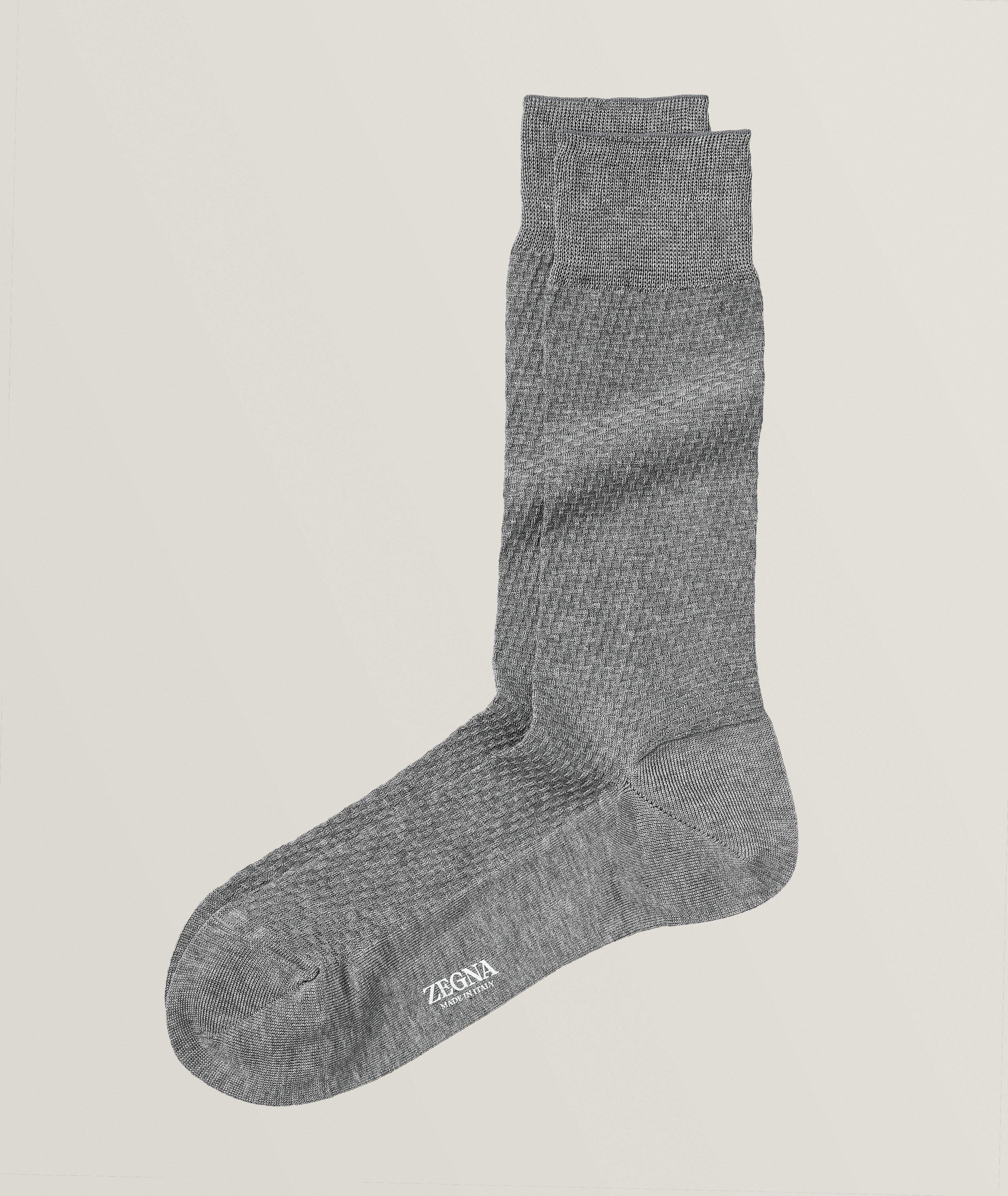 Zegna Texture First Stretch-Cotton Blend Socks | Socks | Harry Rosen