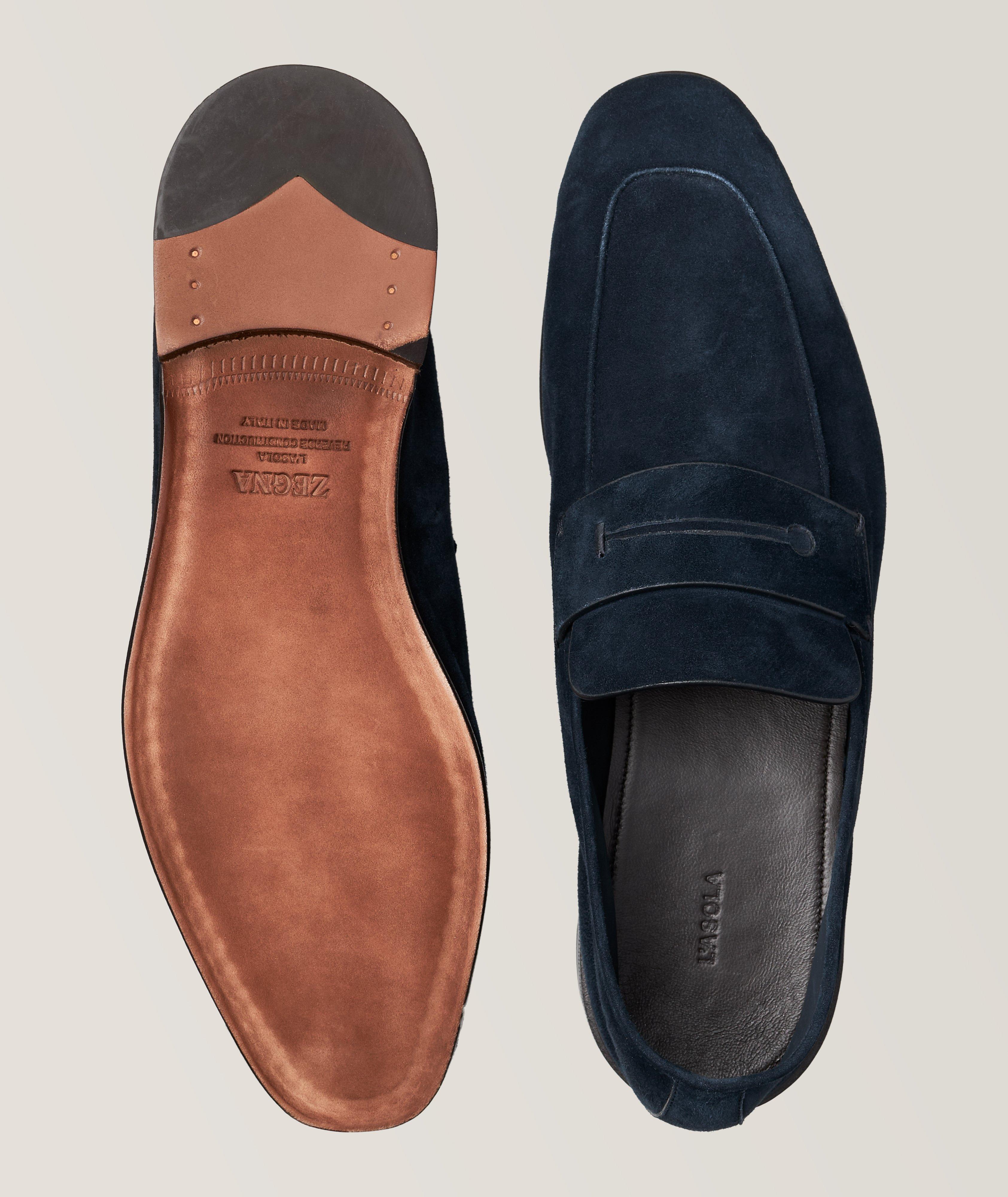 L'Asola Unconstructed Suede Penny Loafer image 2