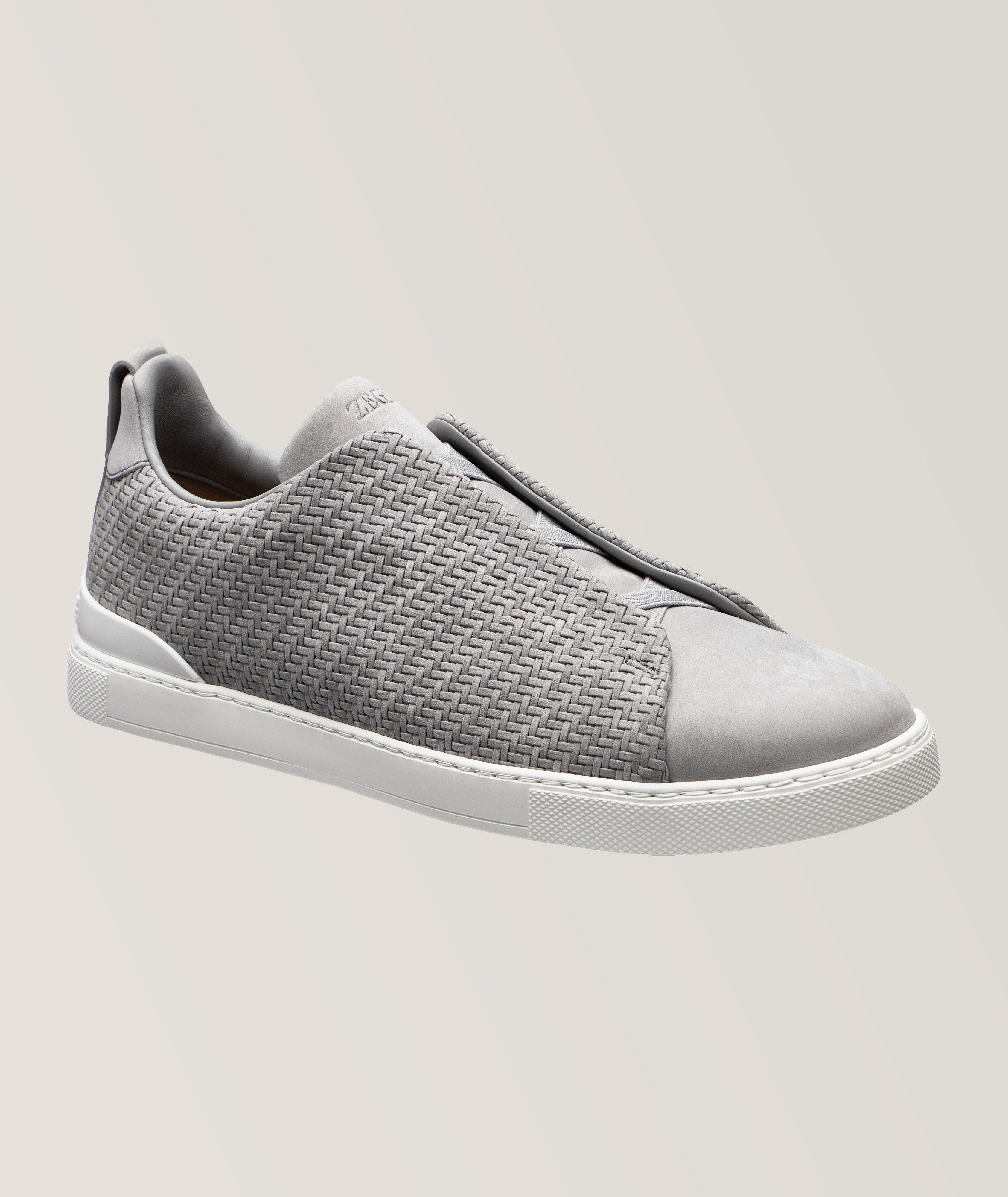 ZEGNA Chaussure sport en cuir tressé Pelletessuta, collection Triple Stitch