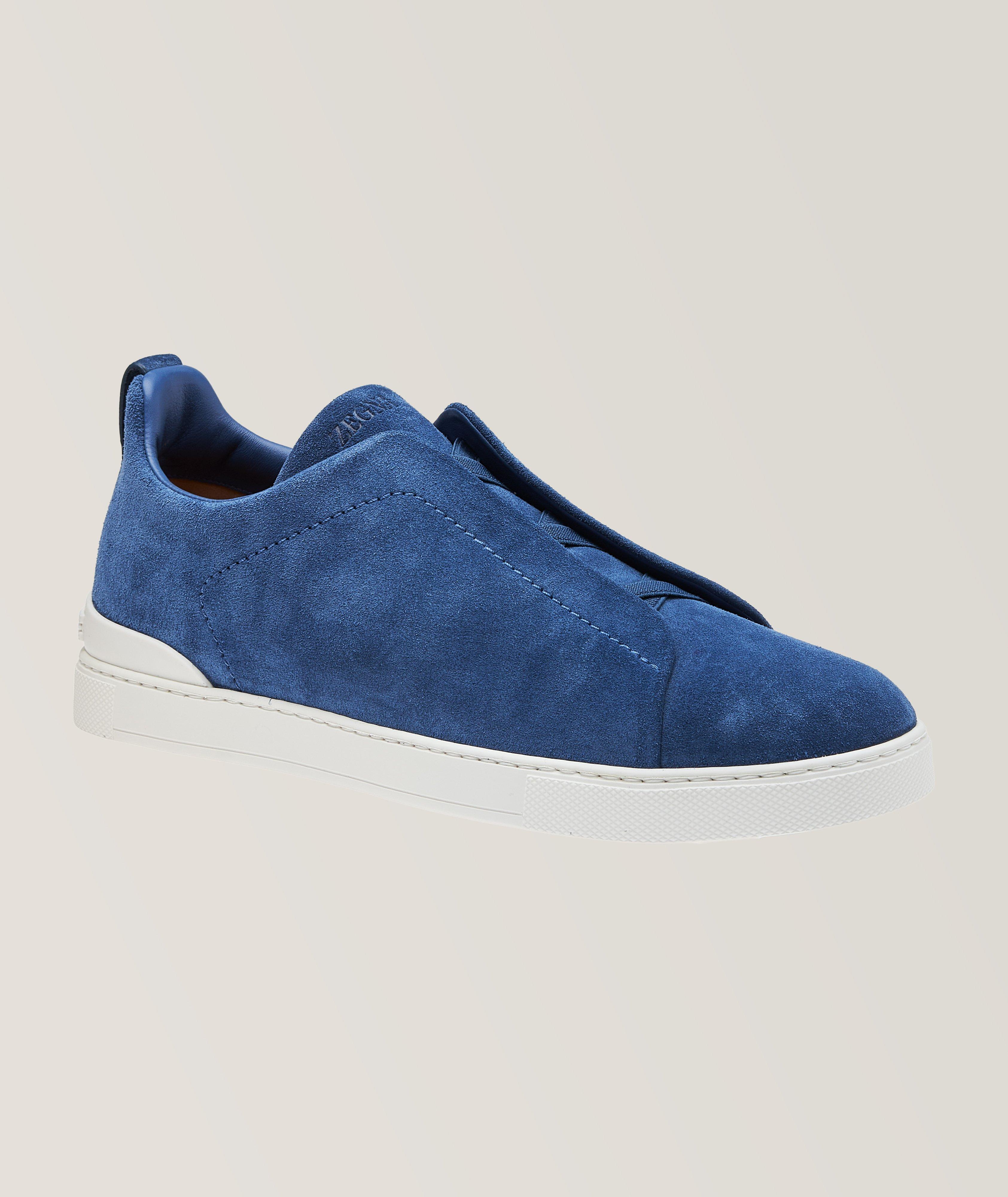 Zegna Triple Stitch Suede Slip-On Sneakers