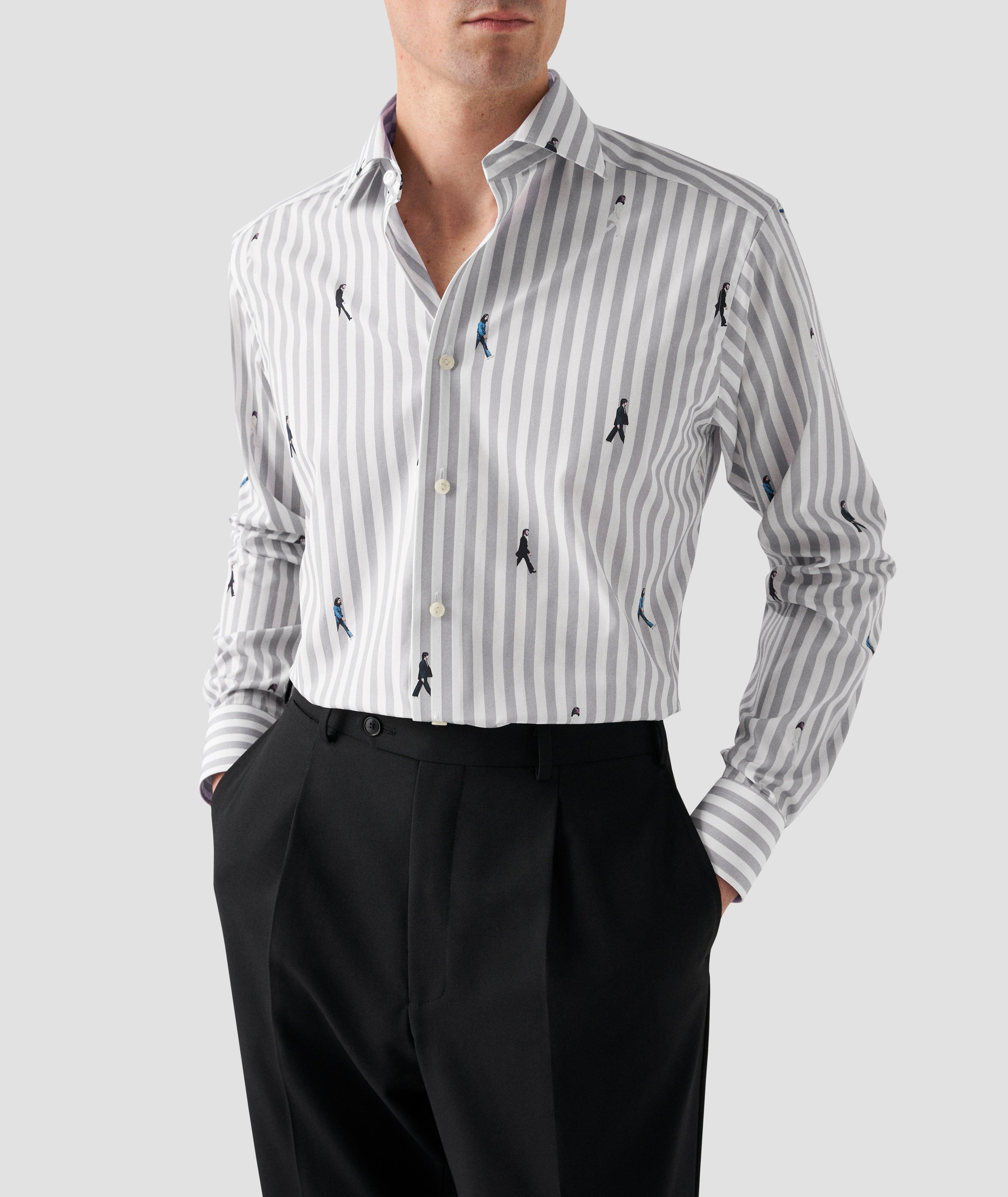 BOSS - Slim-fit shirt in striped performance-stretch fabric