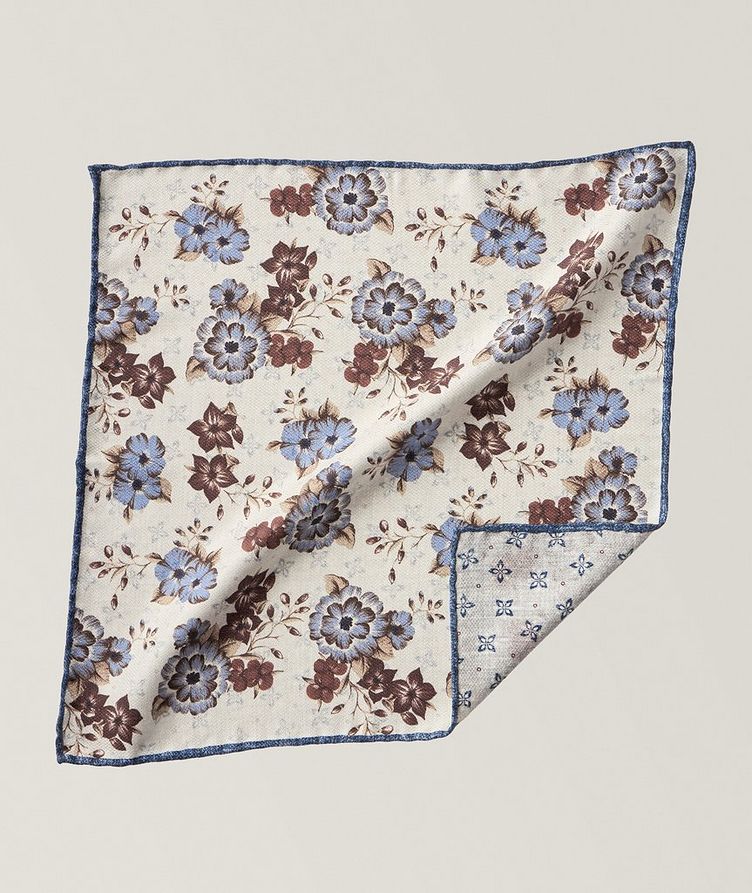 Reversible Neat-Floral Silk Pocket Square  image 0