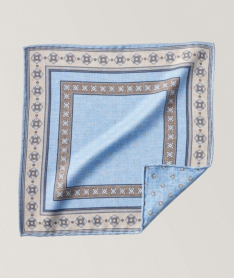 Reversible Medallion & Mini Neat Pattern Silk Pocket Square image 0