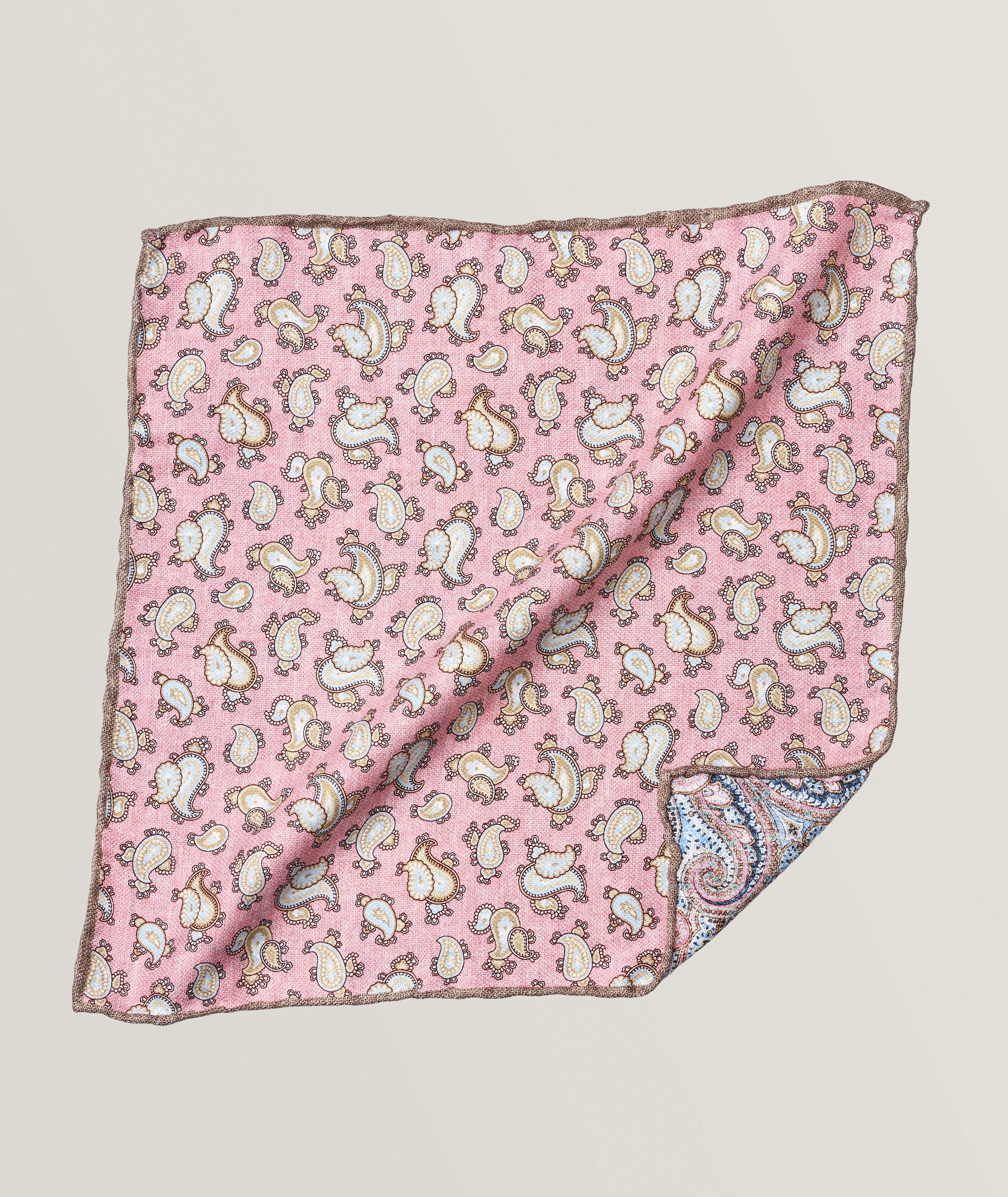 Reversible Paisley Silk Pocket Square  image 0