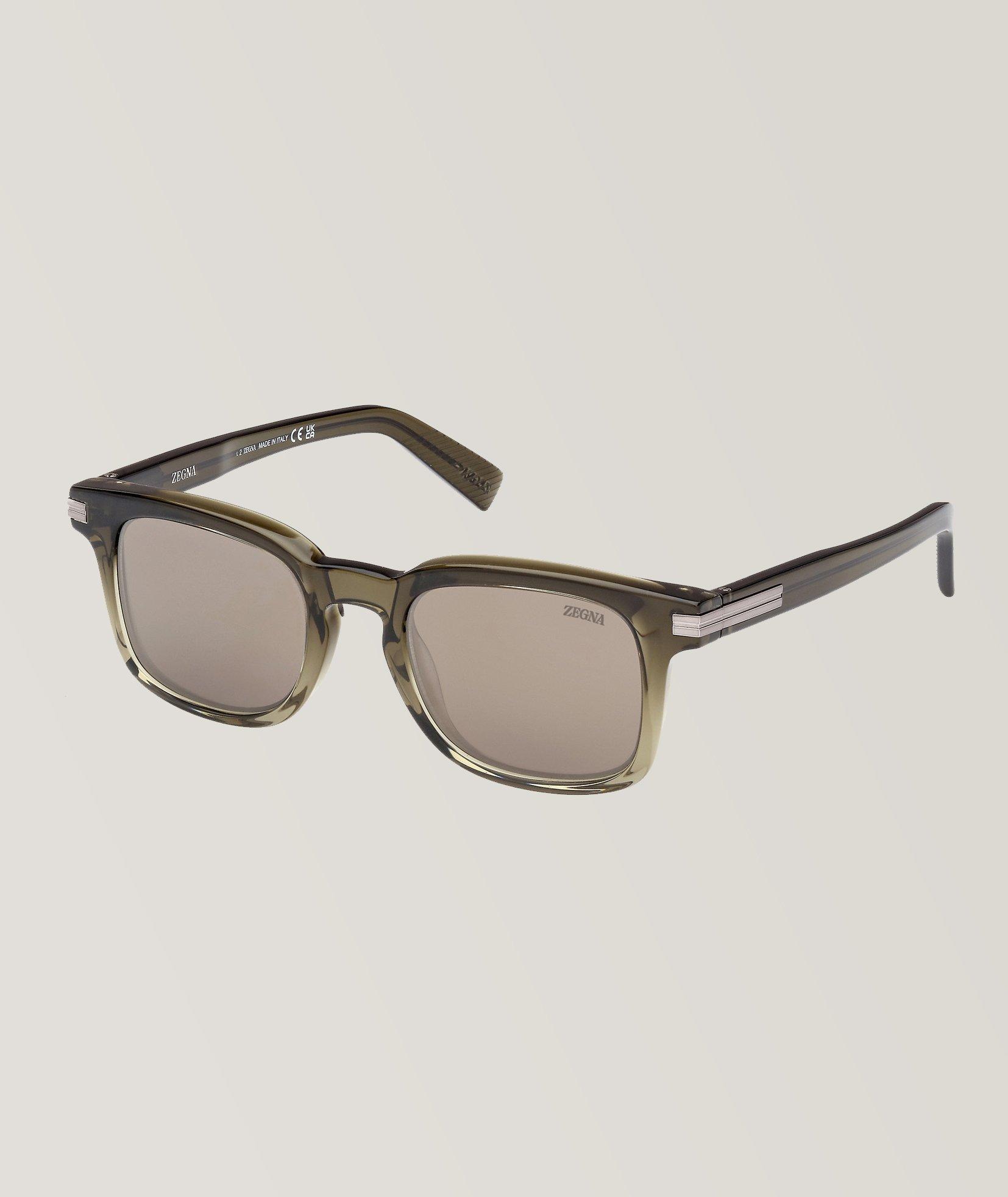 Zegna Transparent Acetate Square Sunglasses