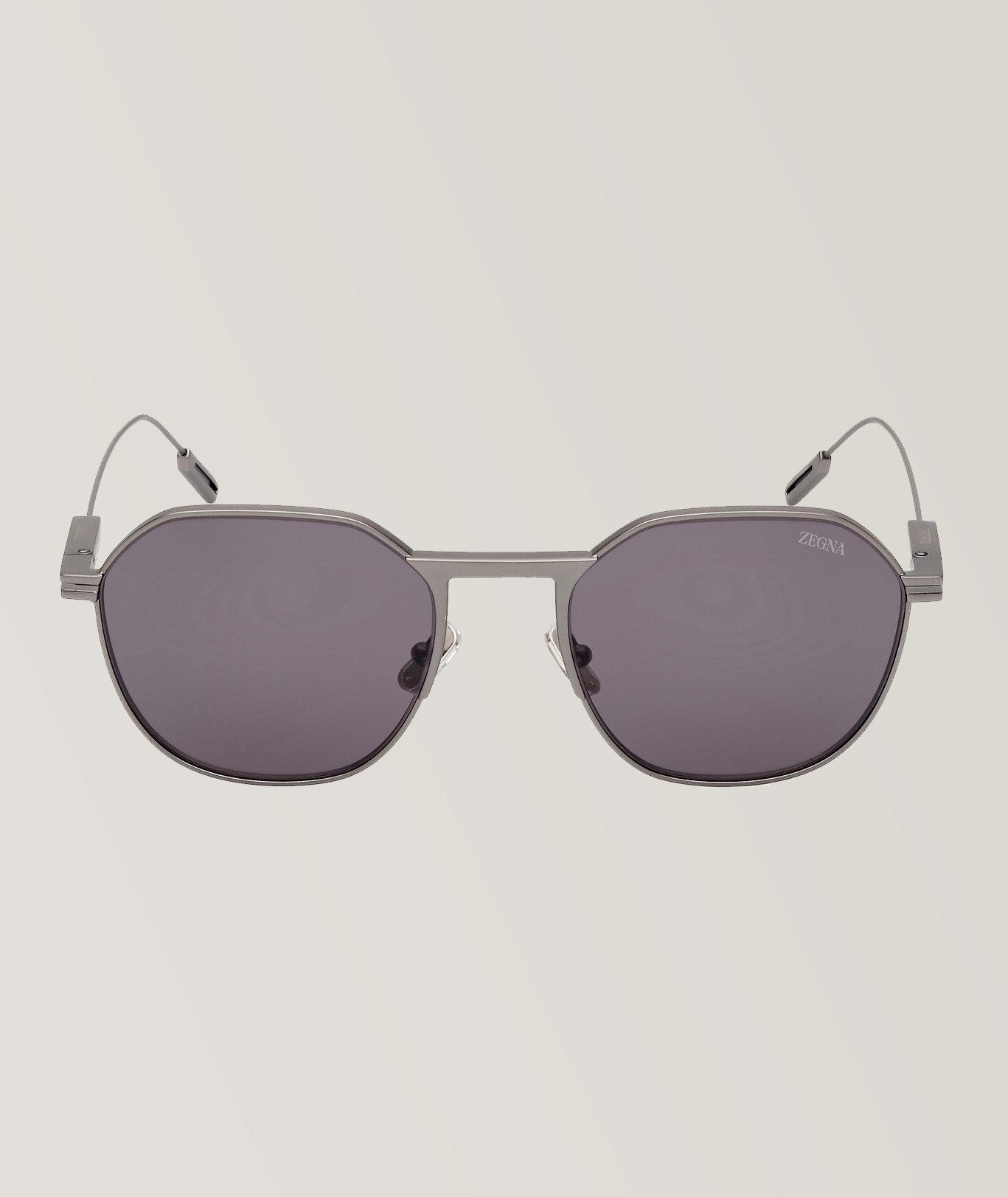 Brushed Gunmetal Smoke Lens Round Sunglasess image 1