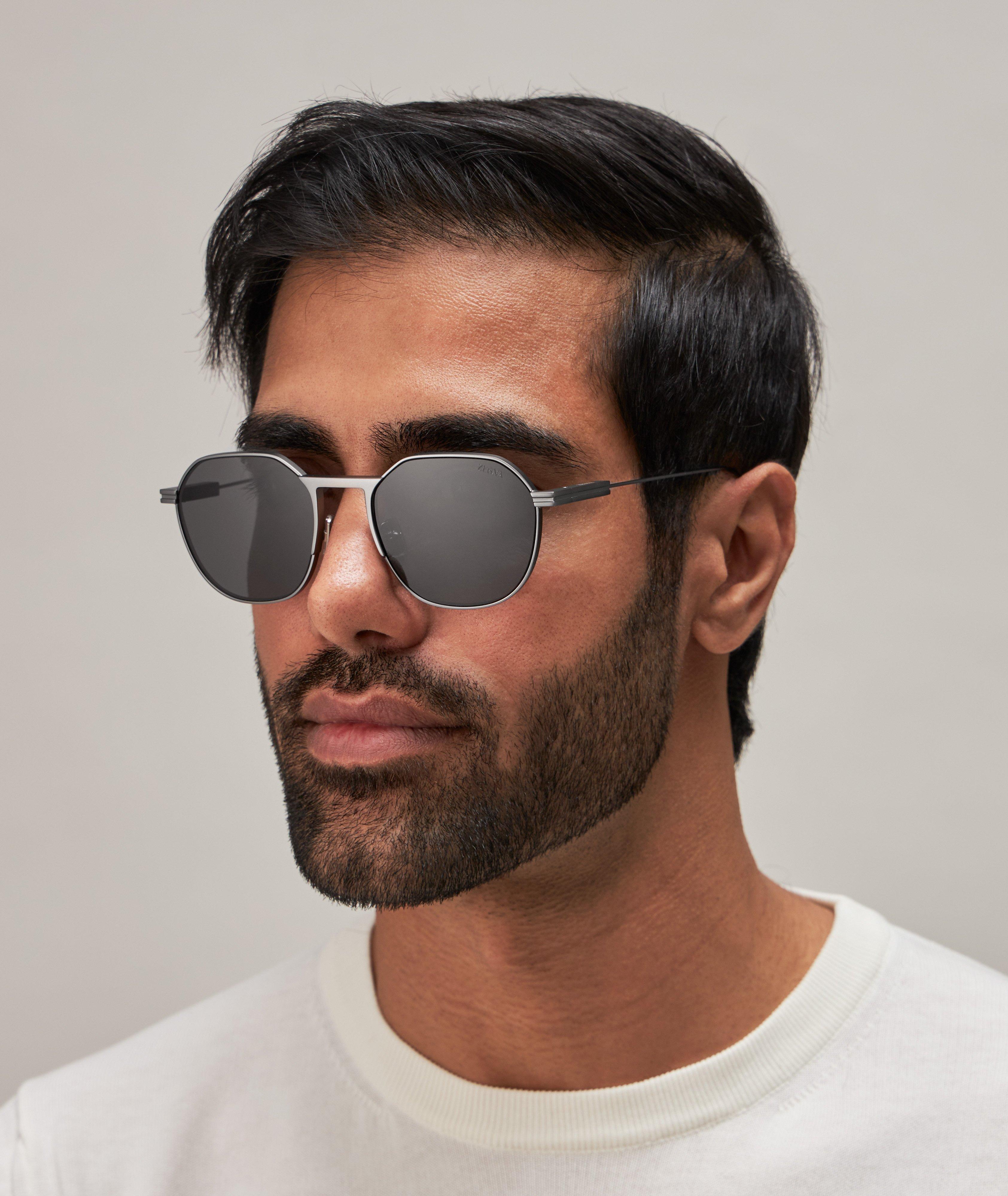 Brushed Gunmetal Smoke Lens Round Sunglasess image 3