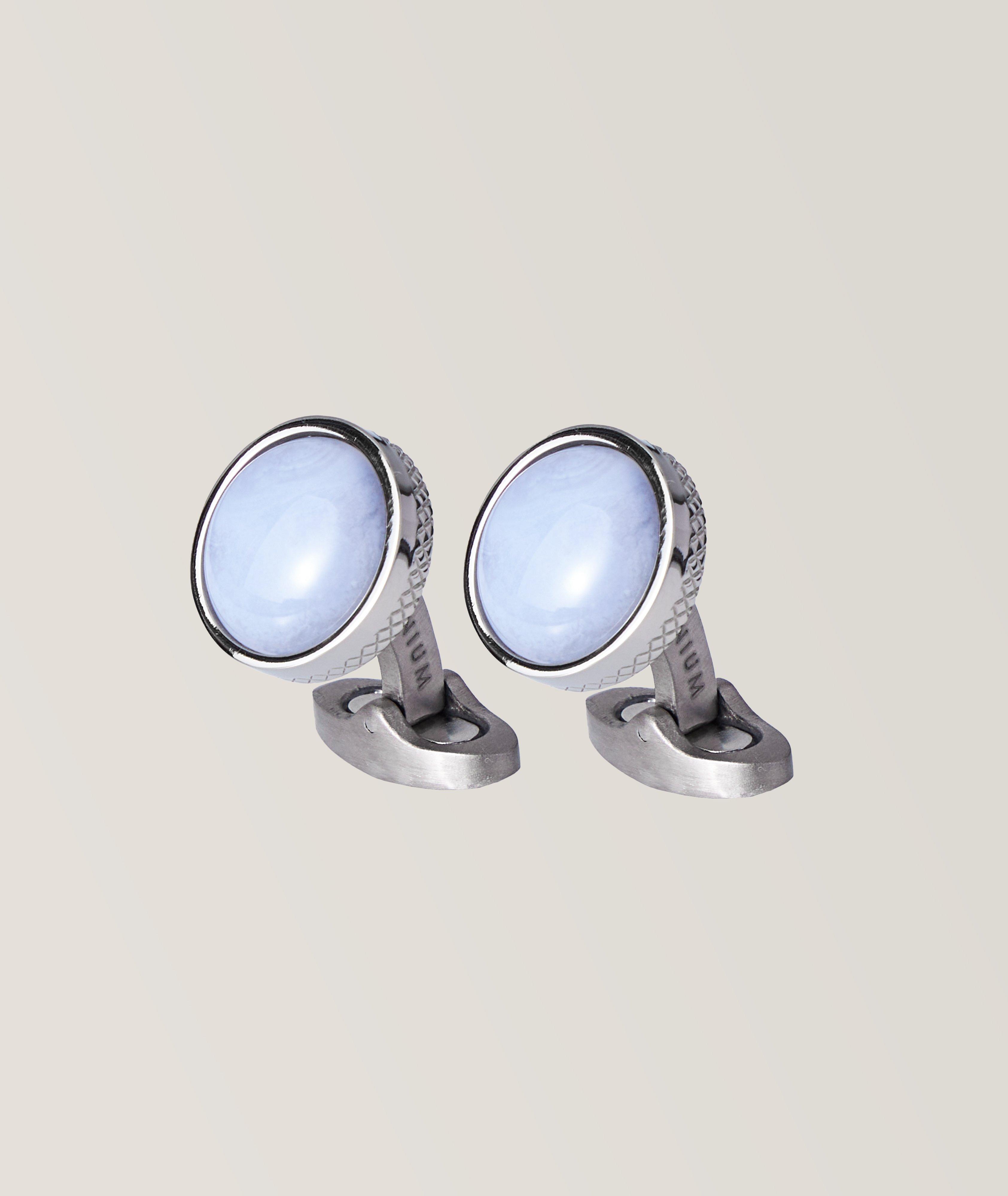 Agate Titanium Classic Round Cufflinks image 0